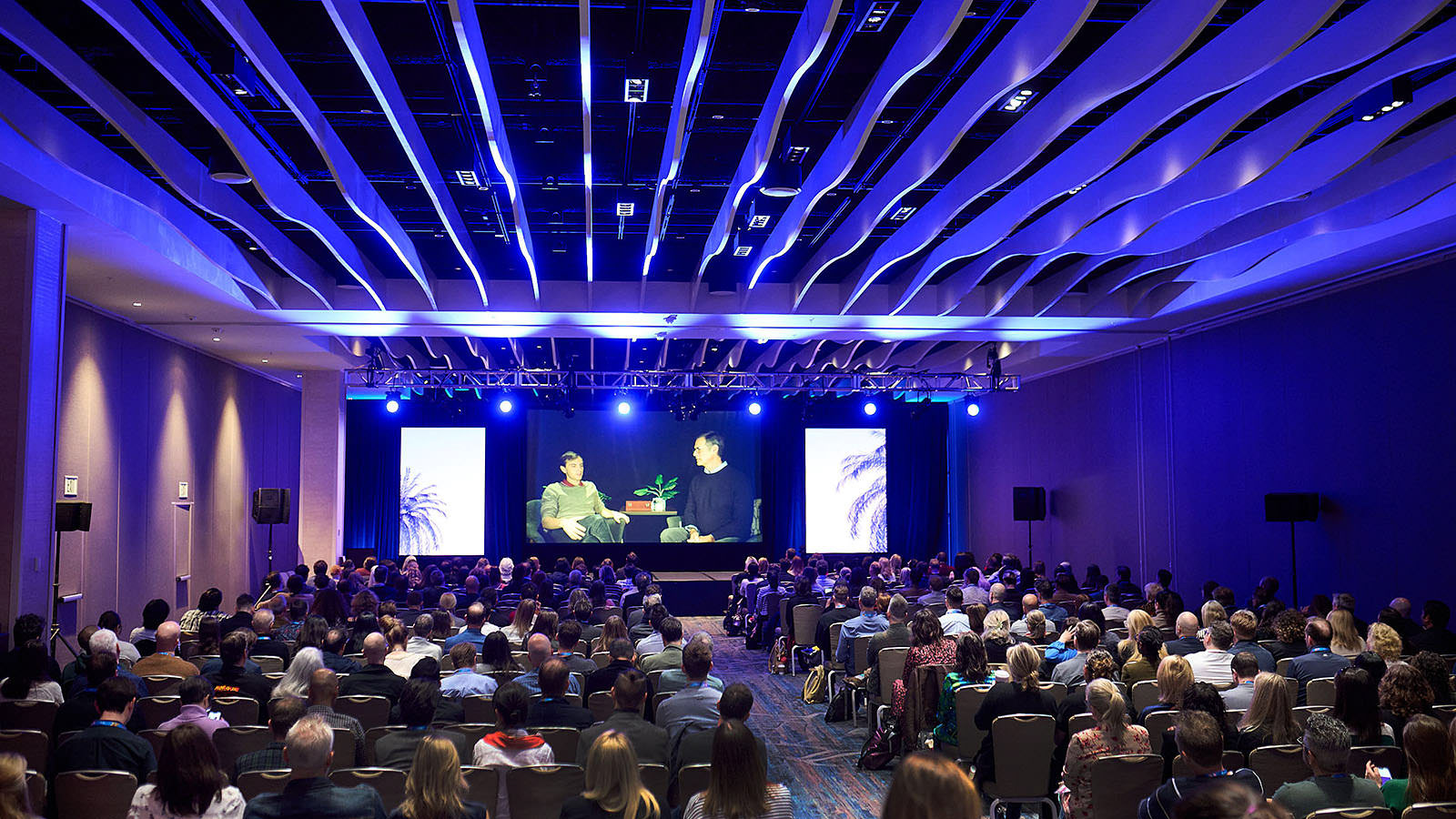 Packed hall during a session.