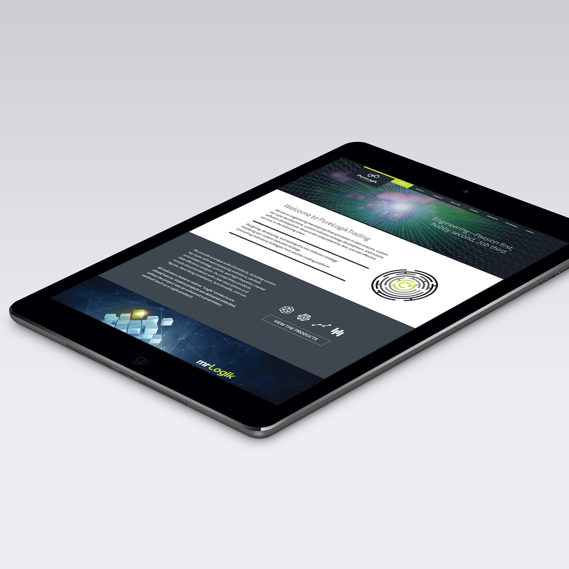 Tablet view of template inside page of website design