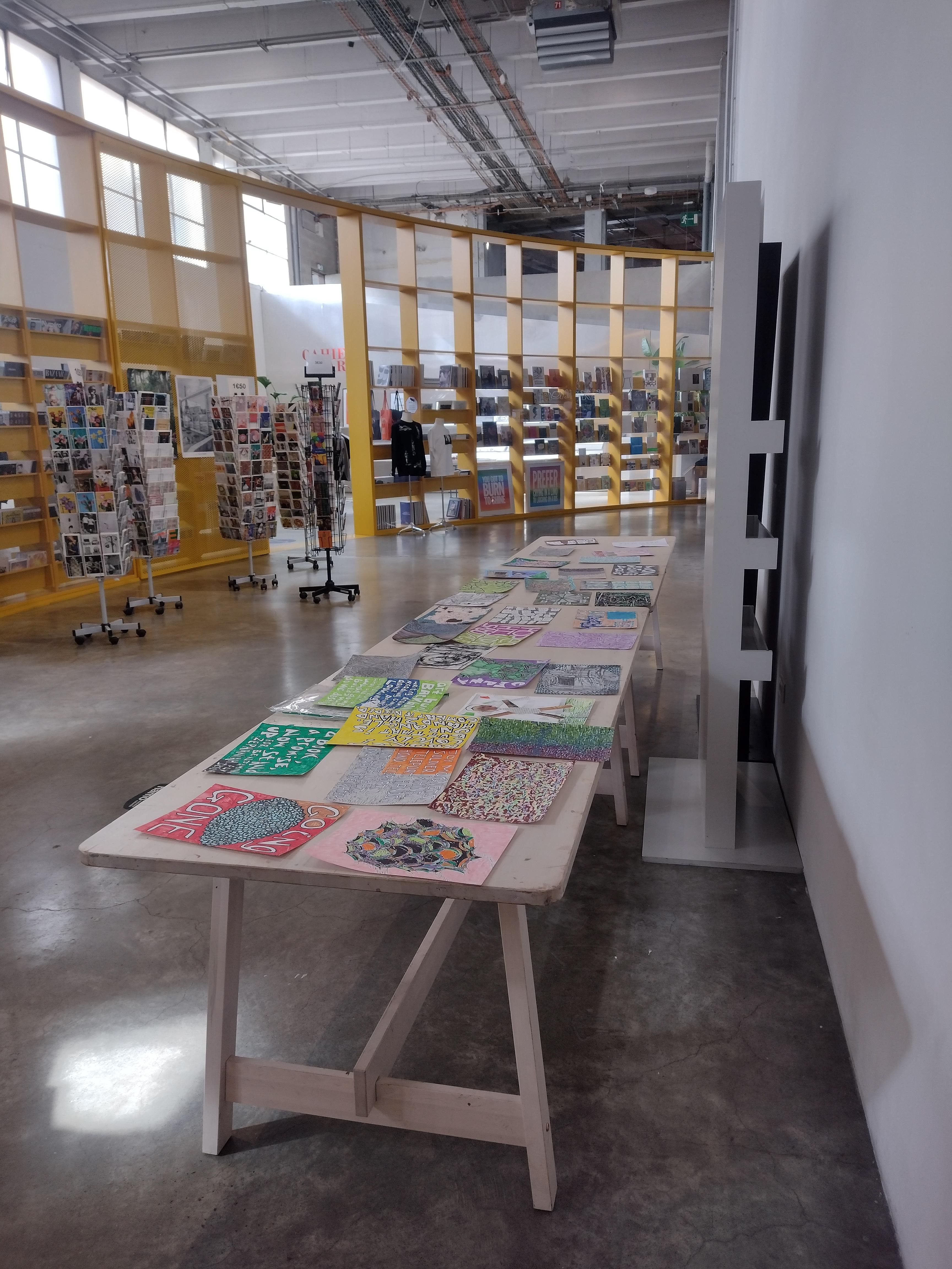 the work placed on tables