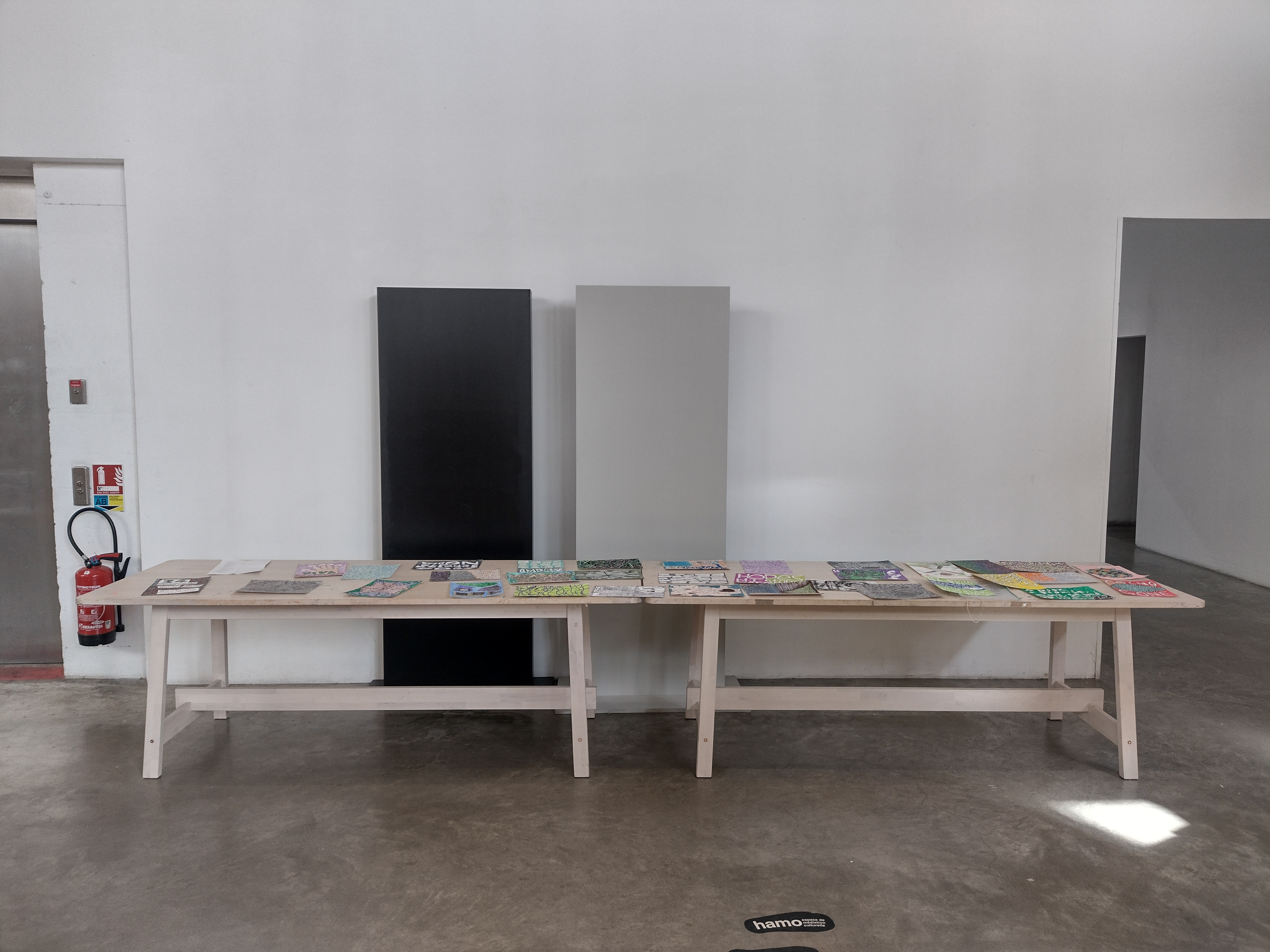 the work placed on tables