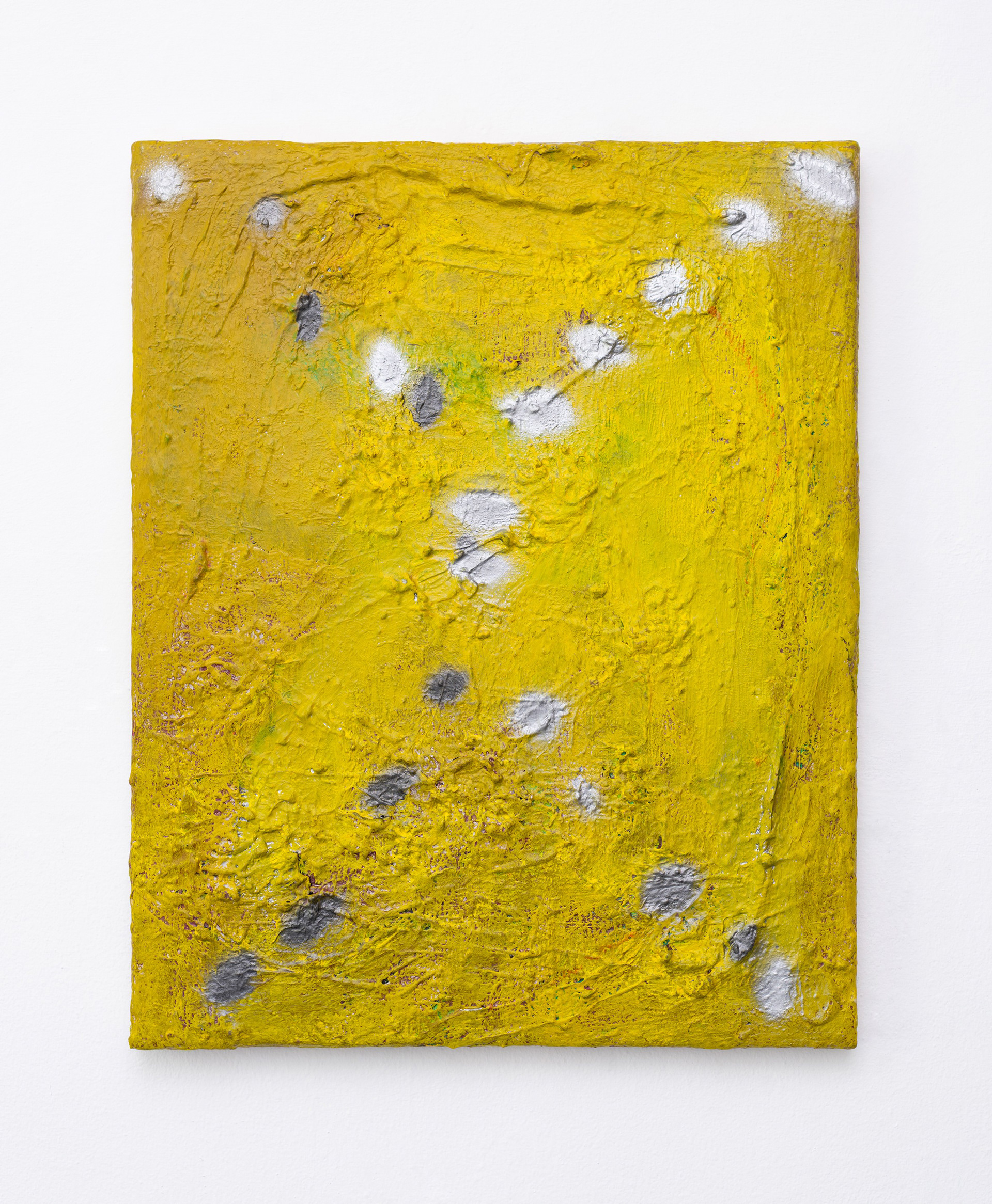 October 2020 to July 2024 - (2020-2024) - various paint and broken plastic on polycotton - 51 x 41 cm