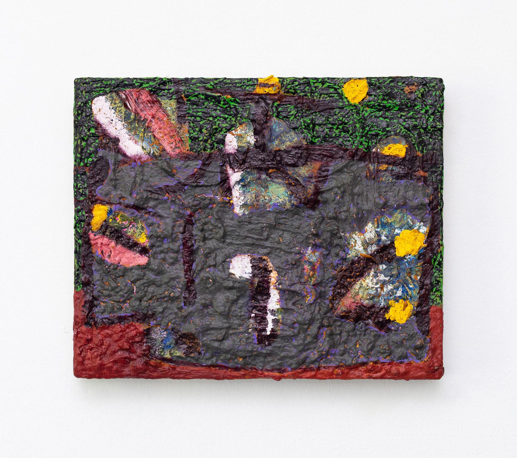 December 2017 to July 2024 - (2017-2024) - various paint, chalk, ink and broken plastic on canvas - 25 x 29 cm