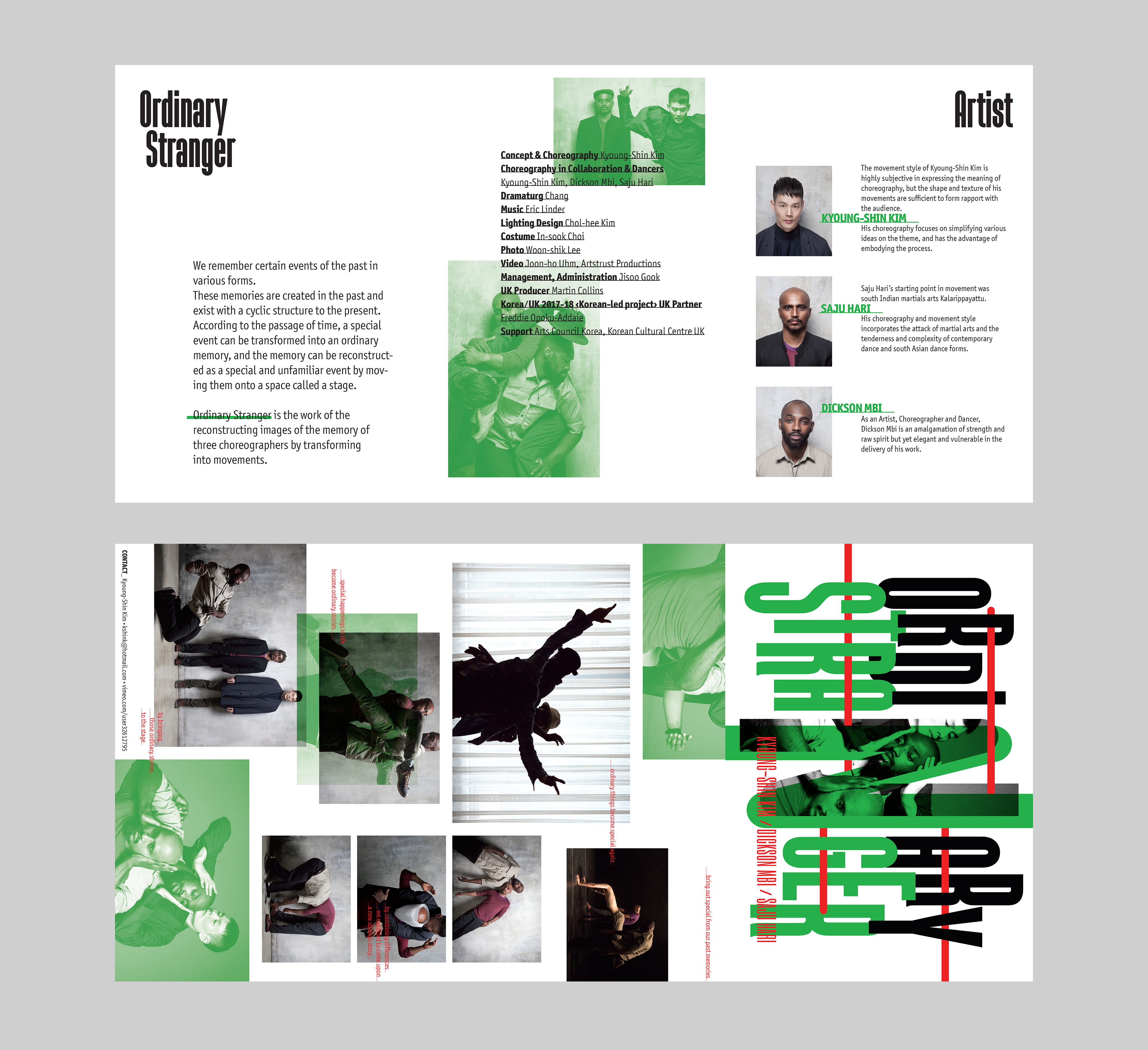 leaflet editorial design of the Ordinary Stranger |  오디너리 스트레인저 영국 공연 홍보 리플렛 편집 디자인