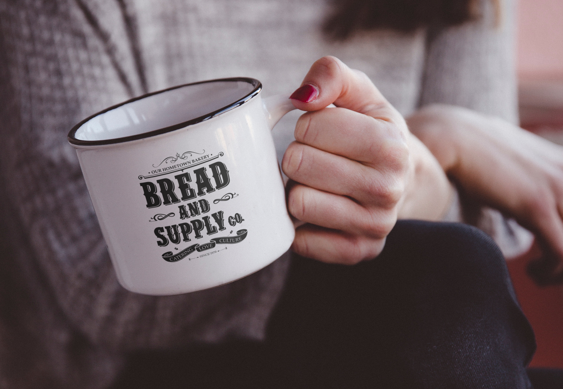 brand logo enamel mug of the bakery cafe & restaurant | 빈티지 인더스트리얼 카페 B&S diner의 로고 법랑컵 및 머그컵 제작