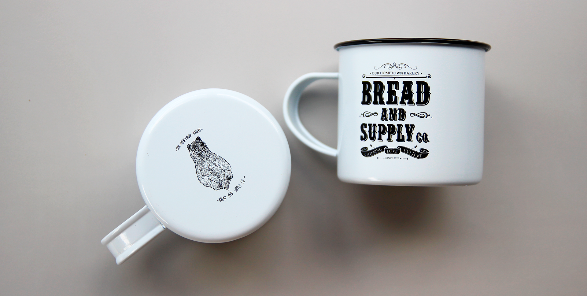 brand logo enamel mug of the bakery cafe & restaurant | 빈티지 인더스트리얼 카페 B&S diner의 로고 법랑컵 및 머그컵 제작