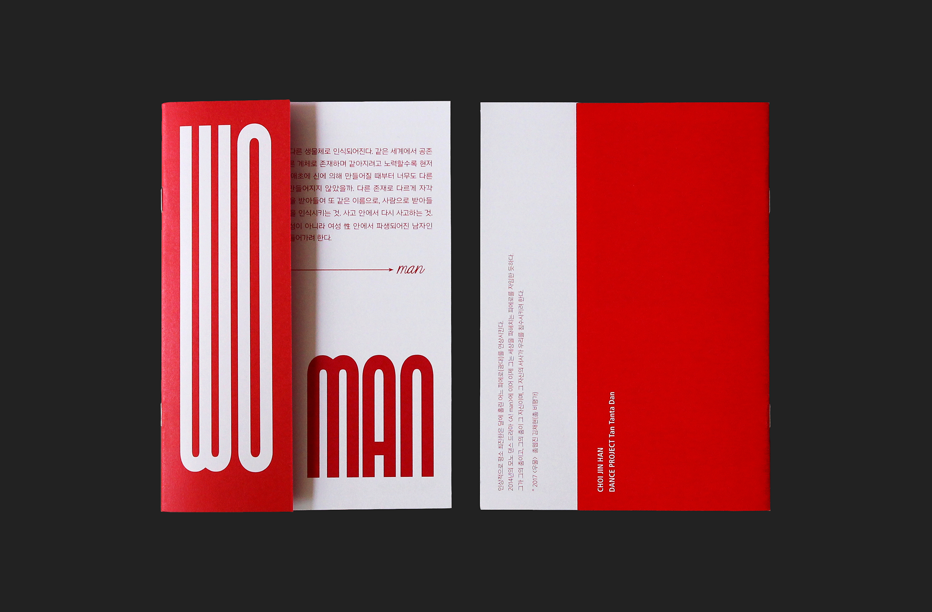 program brochure of the Woman |  우먼-돌을던지다 공연 홍보 브로슈어 