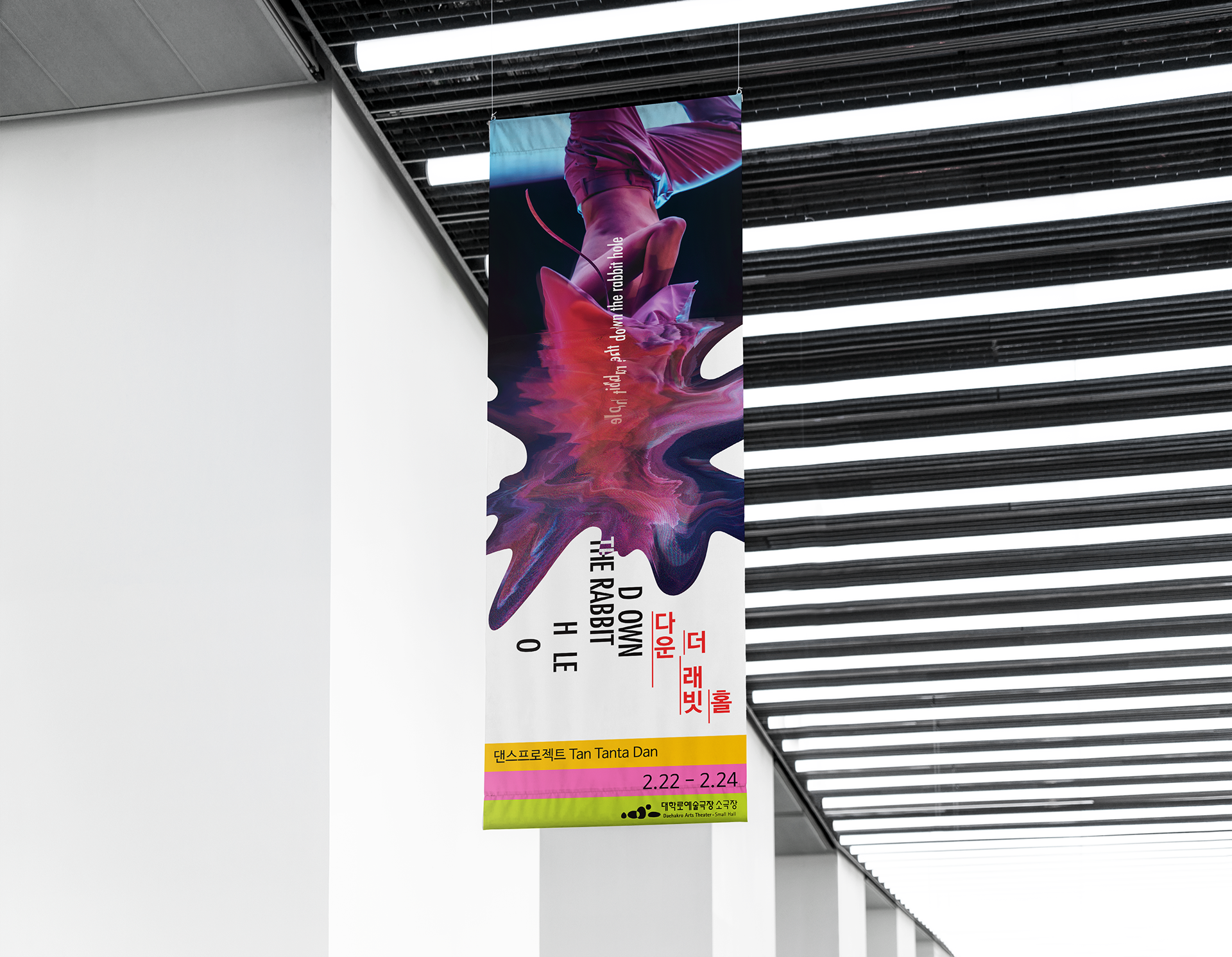  flag banner of dance festival |  대학로 예술 극장의 다운 더 래빗 홀의 공연 배너