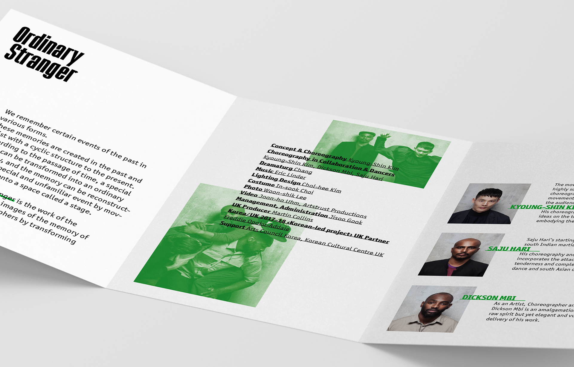 leaflet editorial design of the Ordinary Stranger |  오디너리 스트레인저 영국 공연 홍보 리플렛 편집 디자인