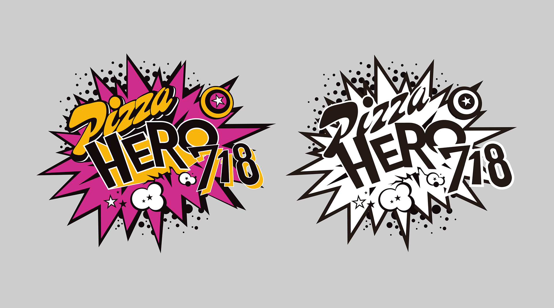 sticker illustration of the premium American pizza brand | 피자 히어로의 일러스트 로고 스티커