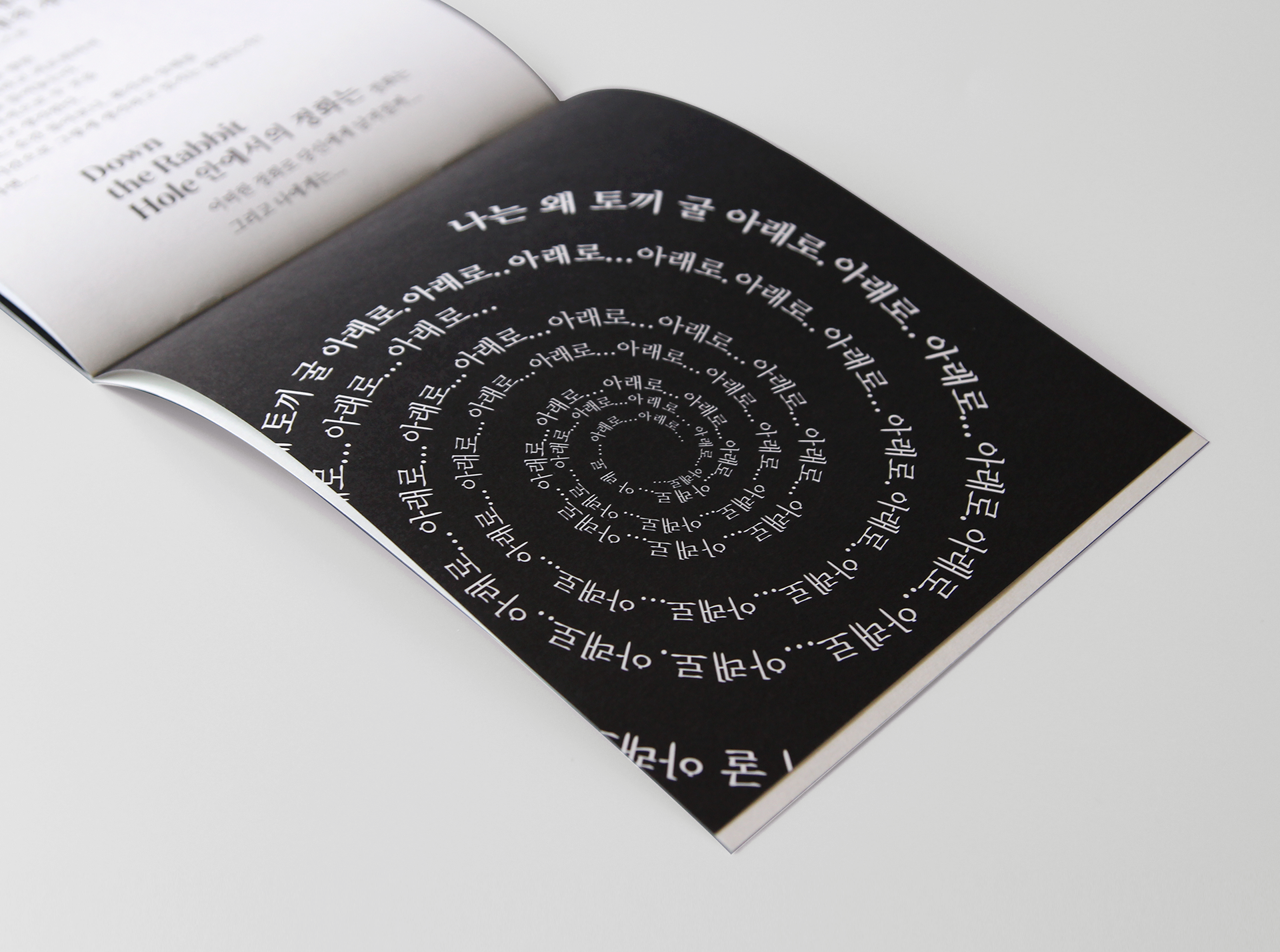 illusion effect & glitch effect editorial design of program book | 다운 더 래빗 폴 일루젼 및 글리치 페이지 레이아웃