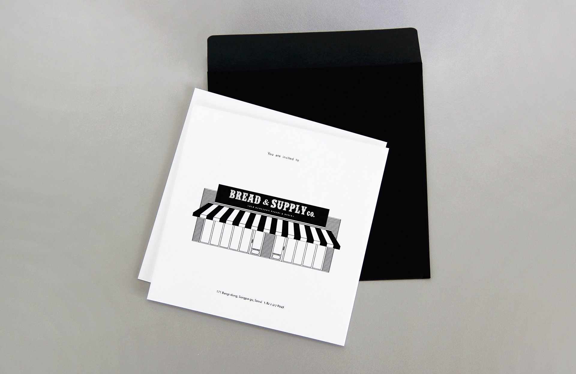 premium invitation card printing of the B&S diner | Bread and Supply co의 다이너 런칭 고급 초대장 디자인 및 제작