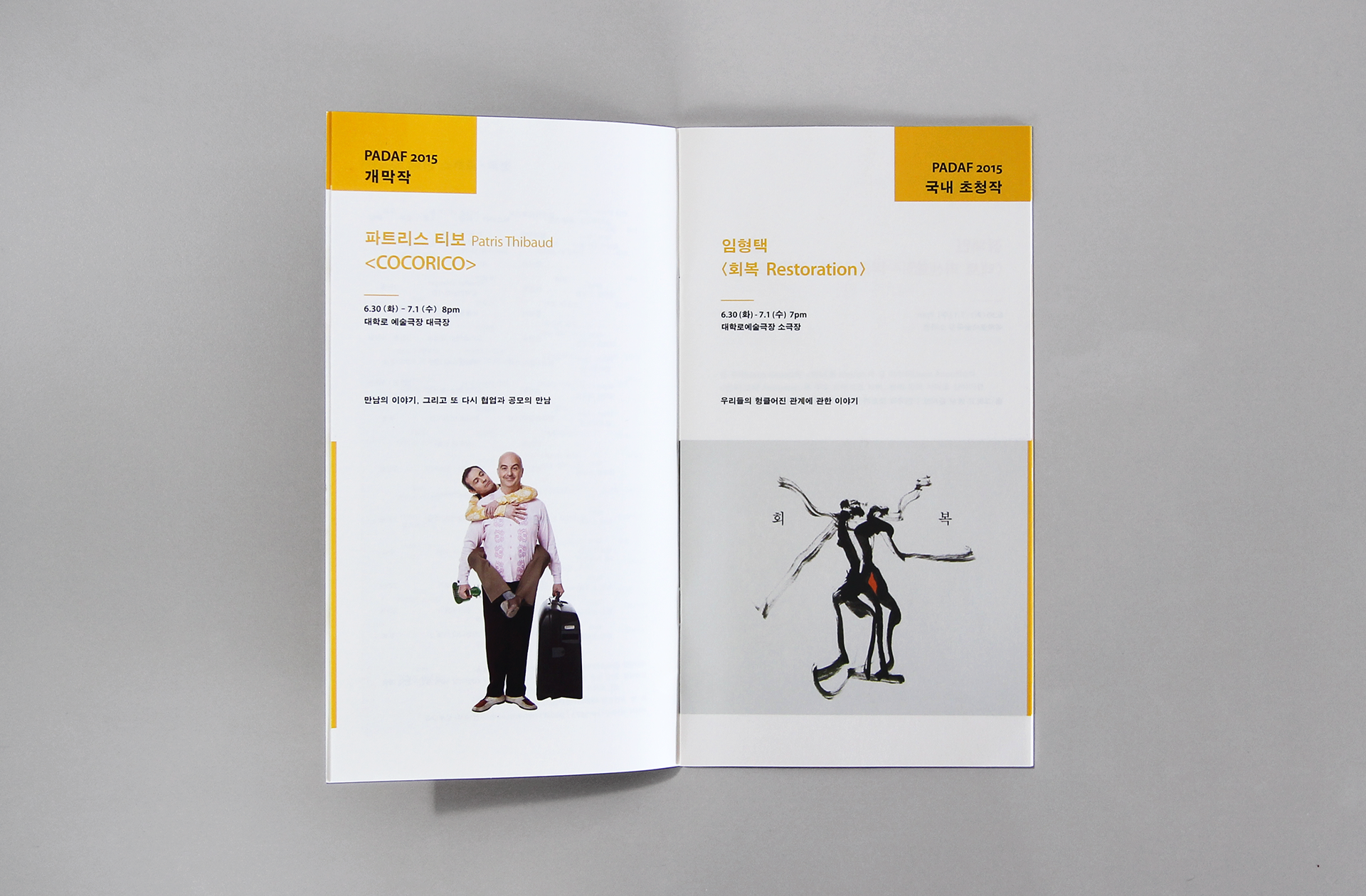 a program book editorial design of the PADAF Festival | 파다프 페스티벌의 프로그램 북 편집 디자인 및 인쇄