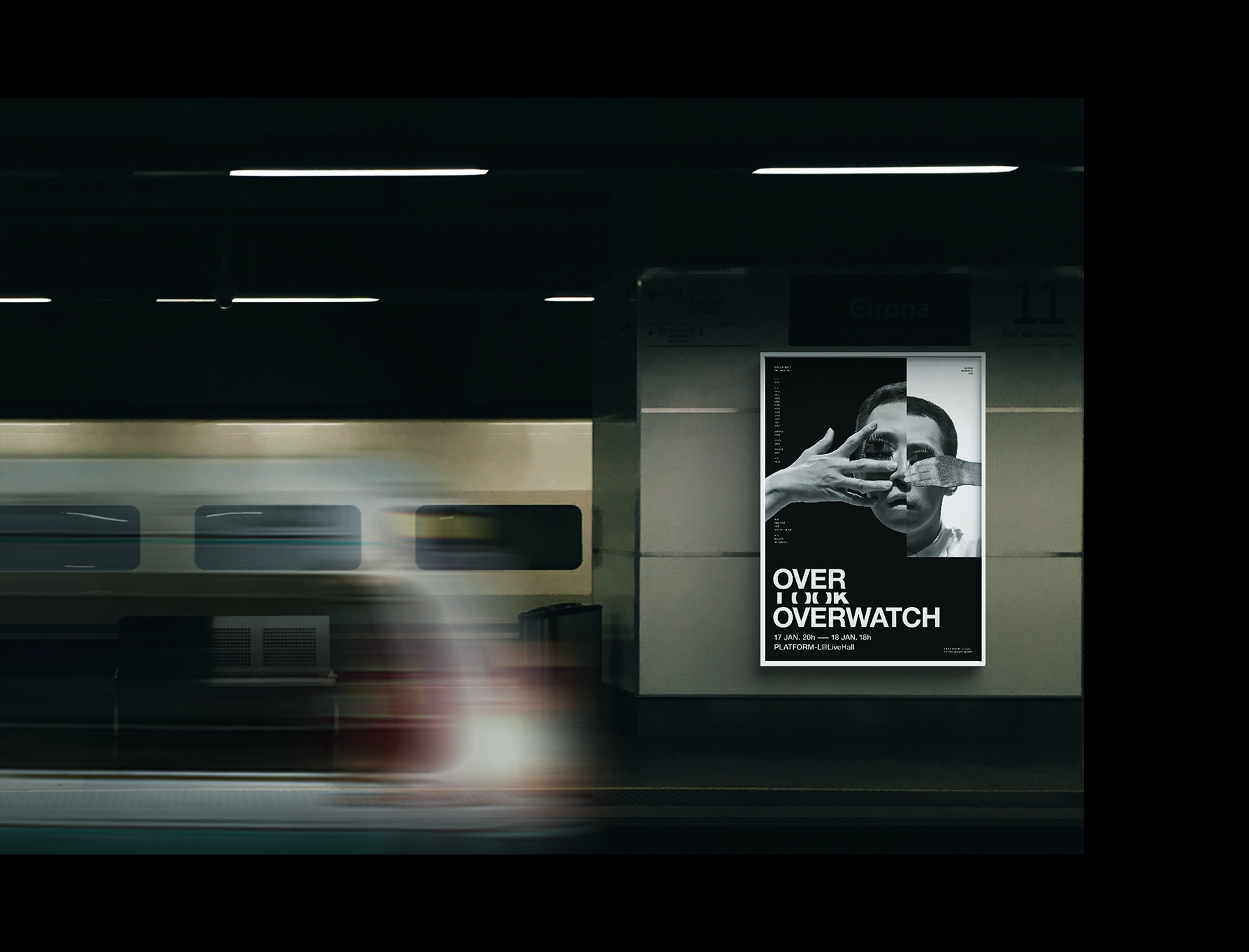 a dance project poster on display at the subway station |  댄스프로젝트 Tan Tanta Dan의 Overlook-Overwatch  공연 포스터  