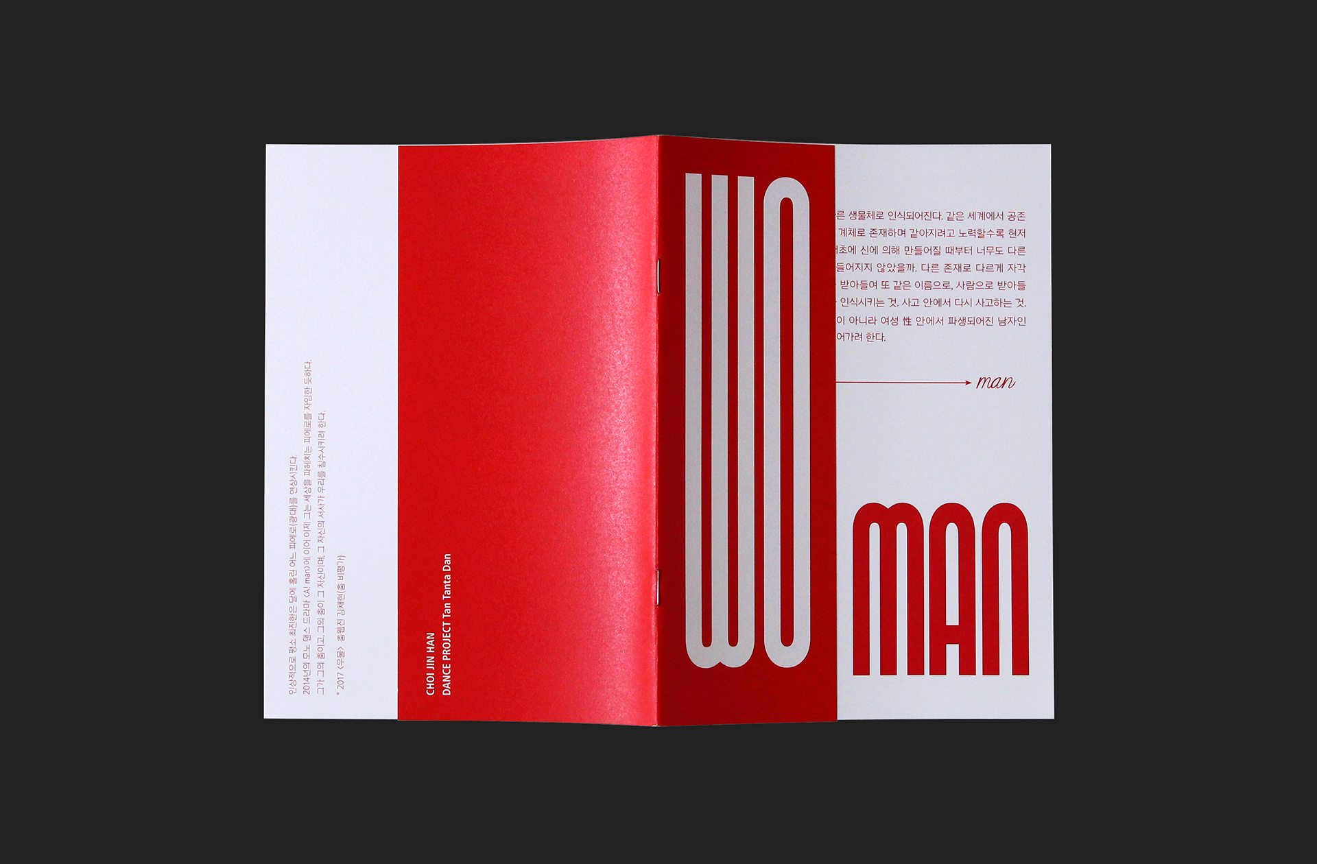 program brochure of the Woman |  우먼-돌을던지다 공연 홍보 브로슈어 