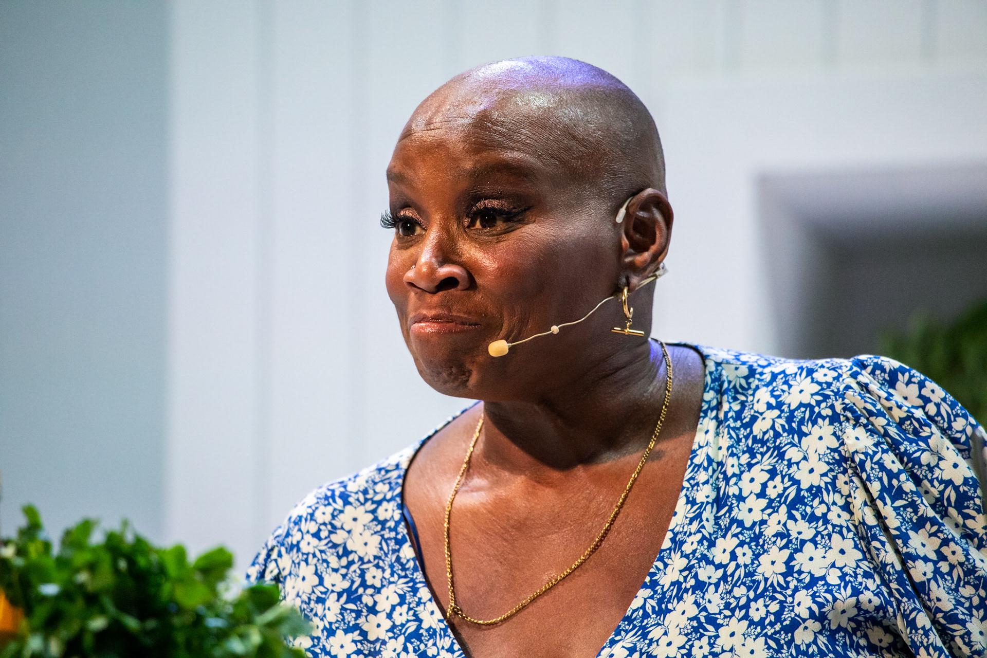 Andi Oliver cooks white sweet potato & saltfish fritters, ackee cream & green seasoning oil live in the Big Kitchen at the BBC Good Food Show Summer, hosted by Marcus Bean, 16th June 2022