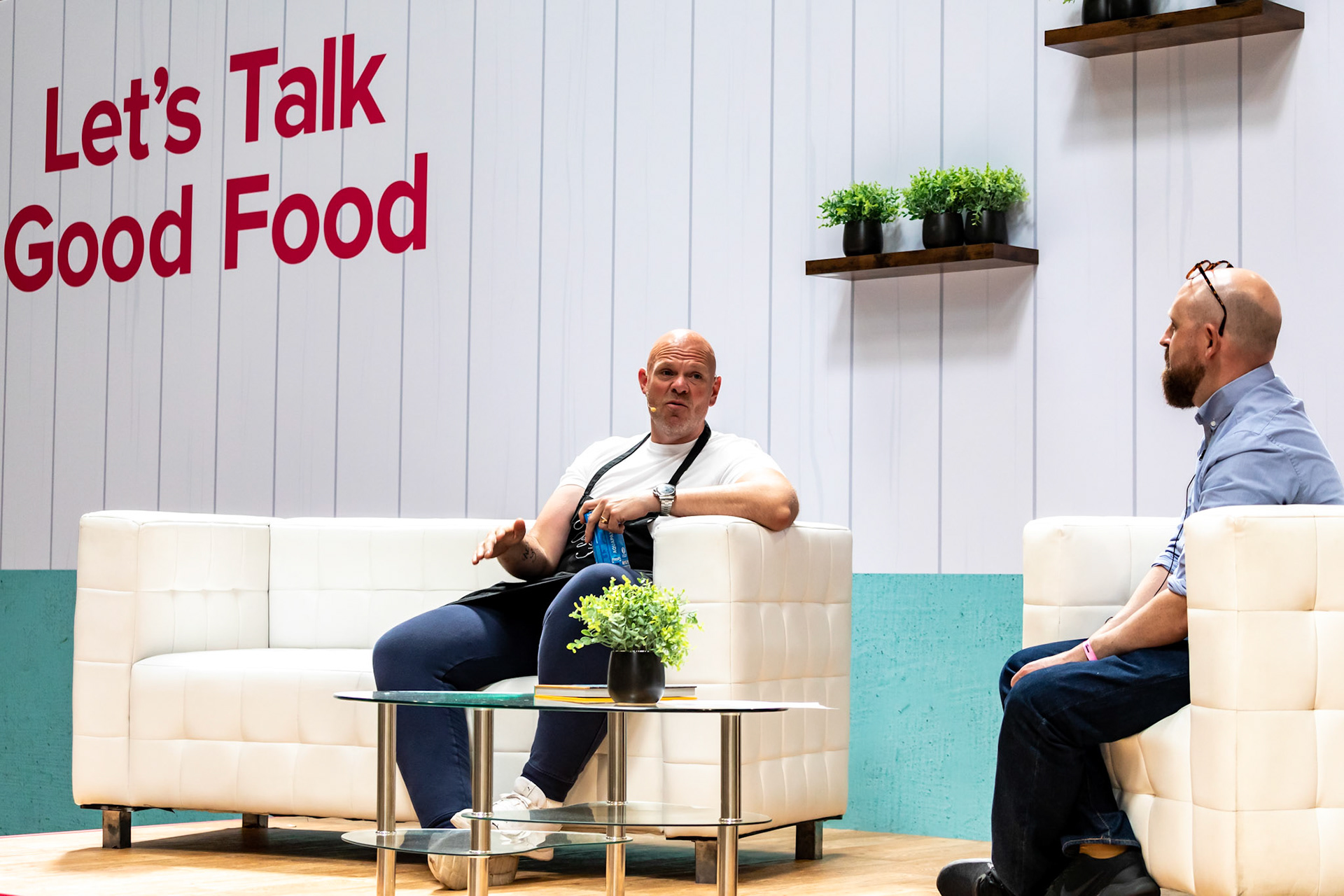 Tom Kerridge chats to Barney Desmazery on the Let's Talk Good Food Stage live at the BBC Good Food Show Summer, 16th June 2022