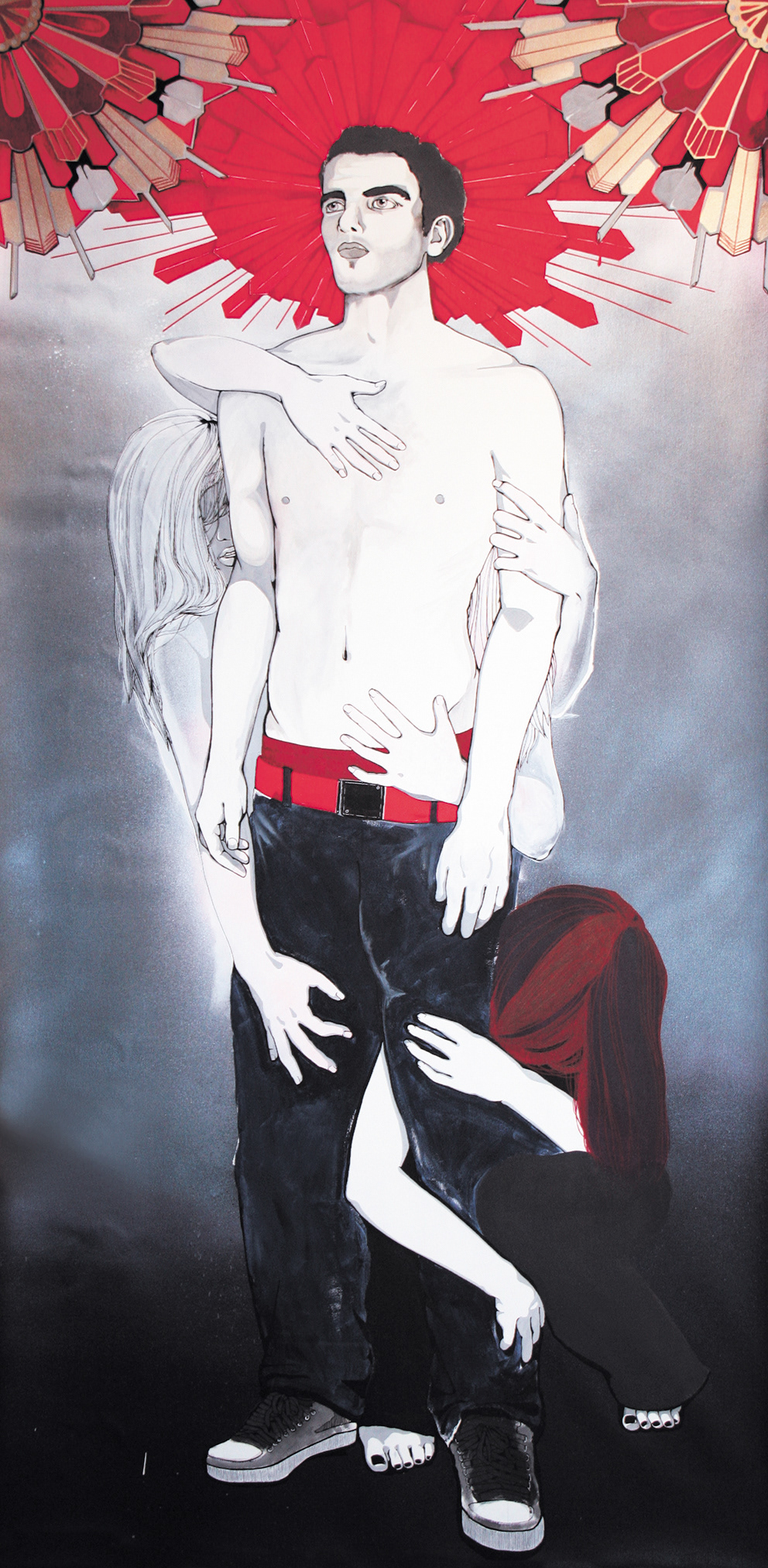 Act 3 / 2011 - 100 x 200 cm Toile coton - technique mixte acrylique, bombe de peinture, marqueur et feutre