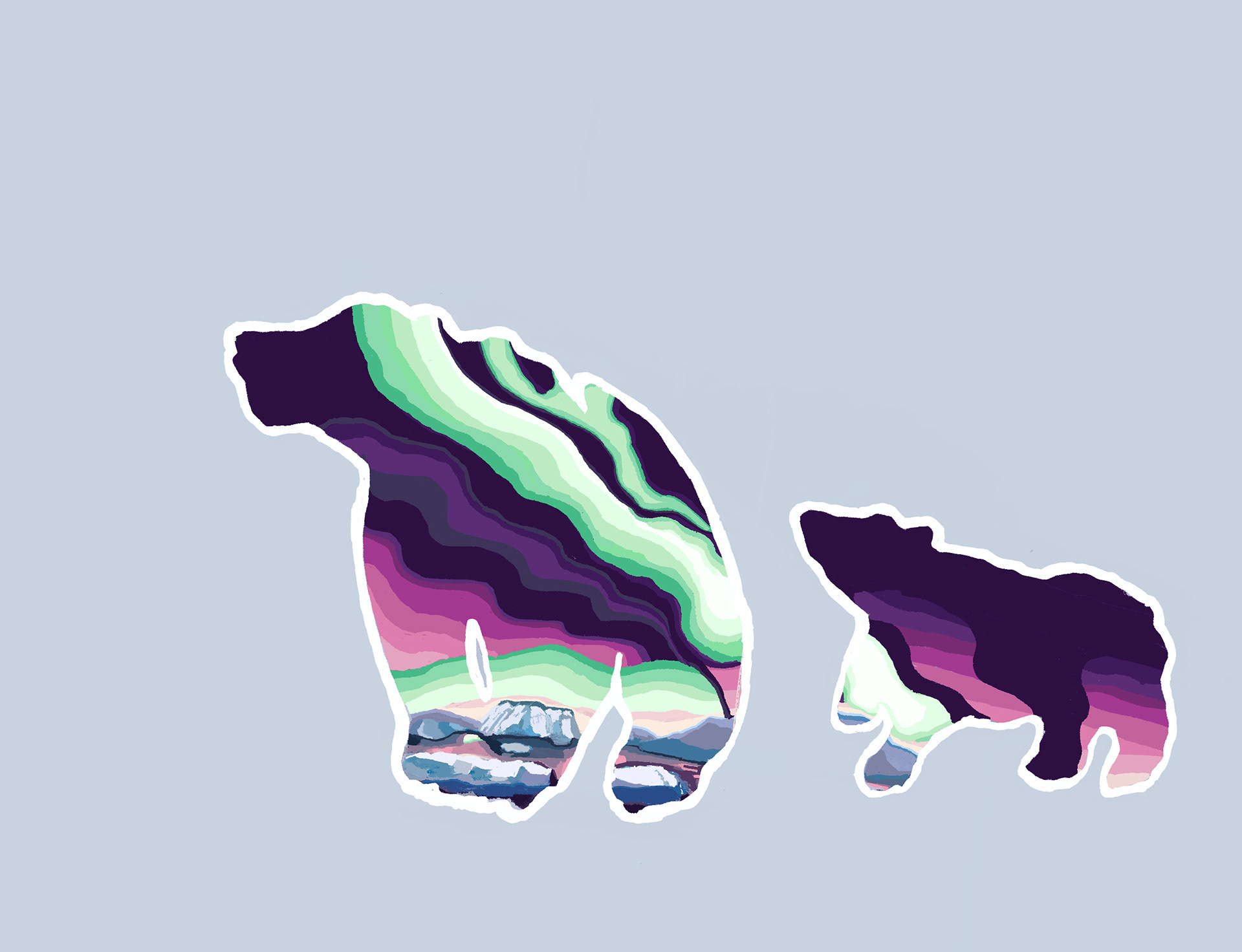 Refined Illustration Reference ("Polar Bears: Mom & Baby") for Mural
