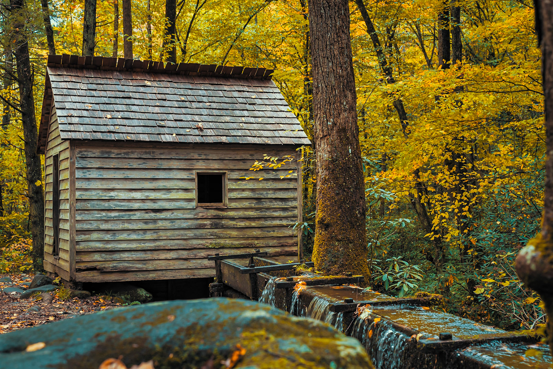 Historic Mill on the Roaring Fork Motor Nature Trail - Alfred Reagan Tubmill