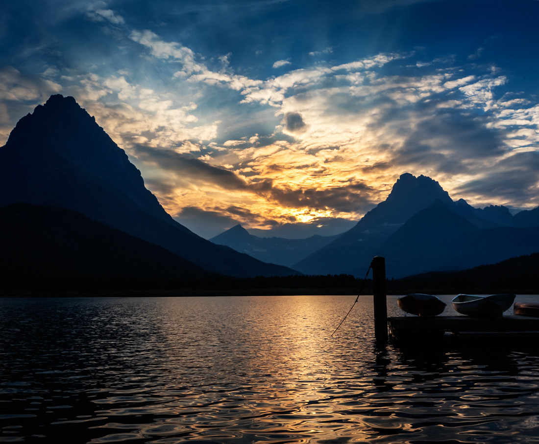 Sunset Over Swiftcurrent Lake in Glacier National Park