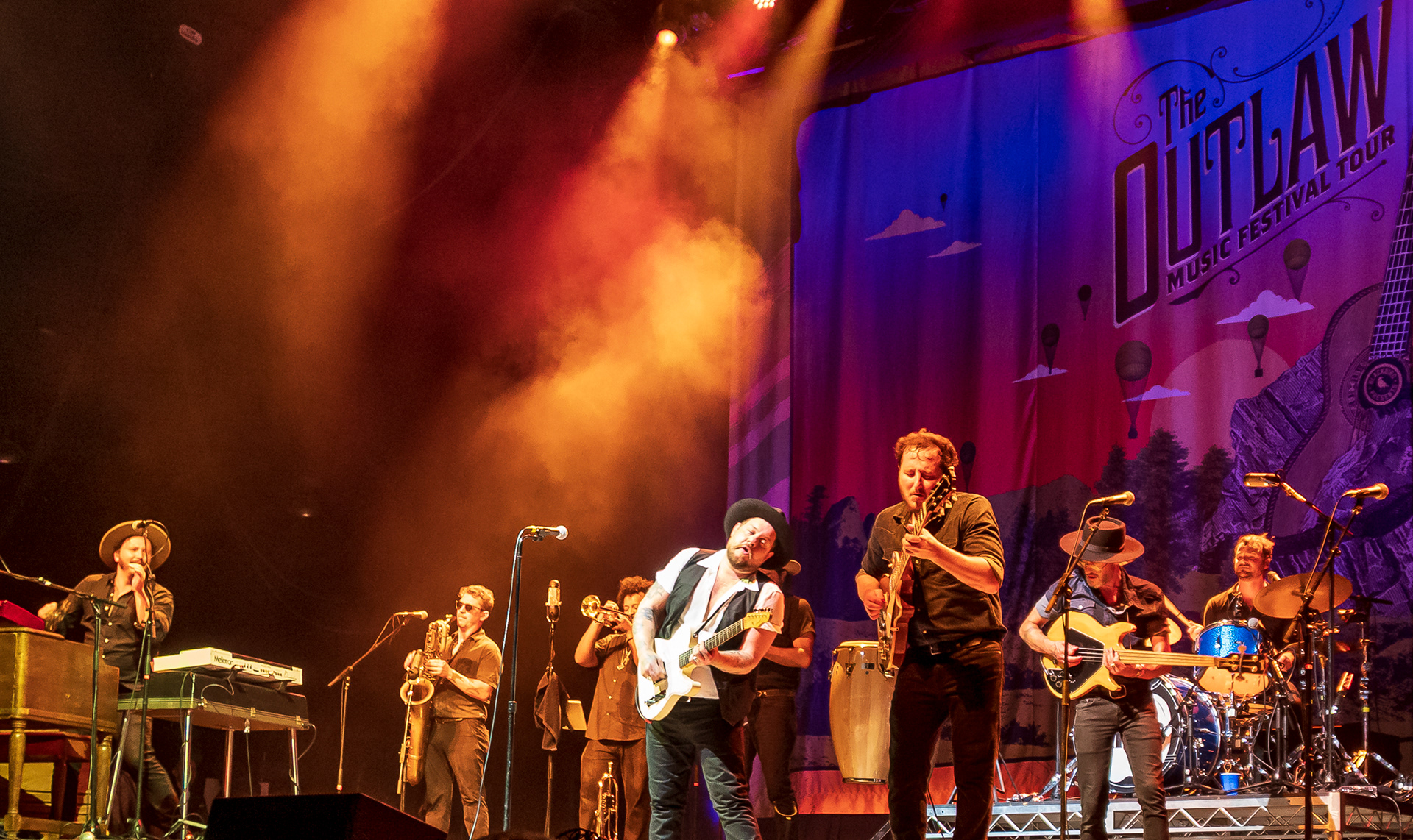 Nathaniel Rateliff and the Night Sweats in concert at the Dos Equis Amphitheater in Dallas Texas