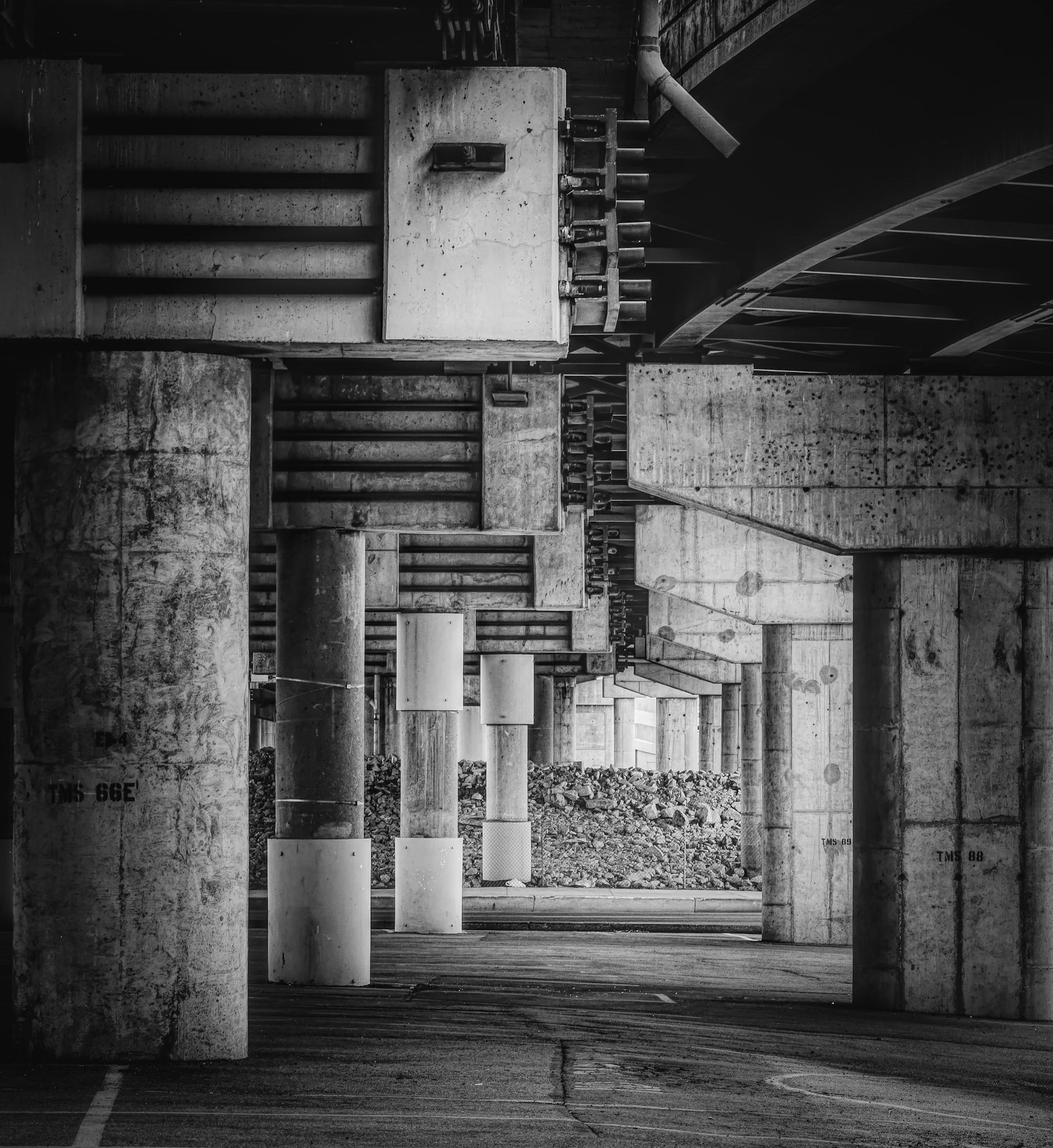 Convergence - Shapes, form, light, shadows, lines, depth, contrast, texture, curves, patterns, art, so much more than just a highway underpass.