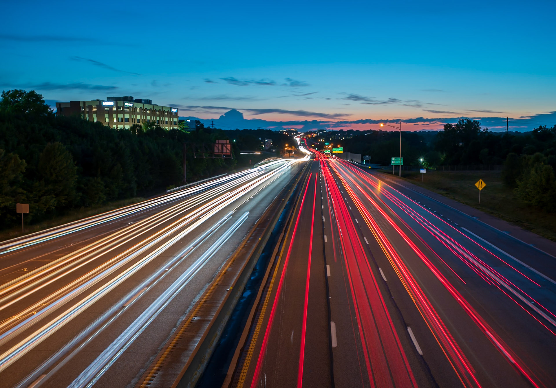 Light Trails To Sunset