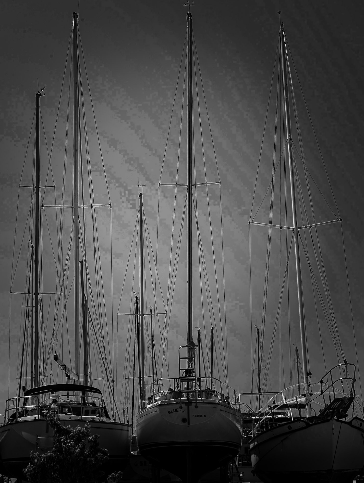 Ready and Waiting - Sailboats dry docked at Pentwater Lake Michigan