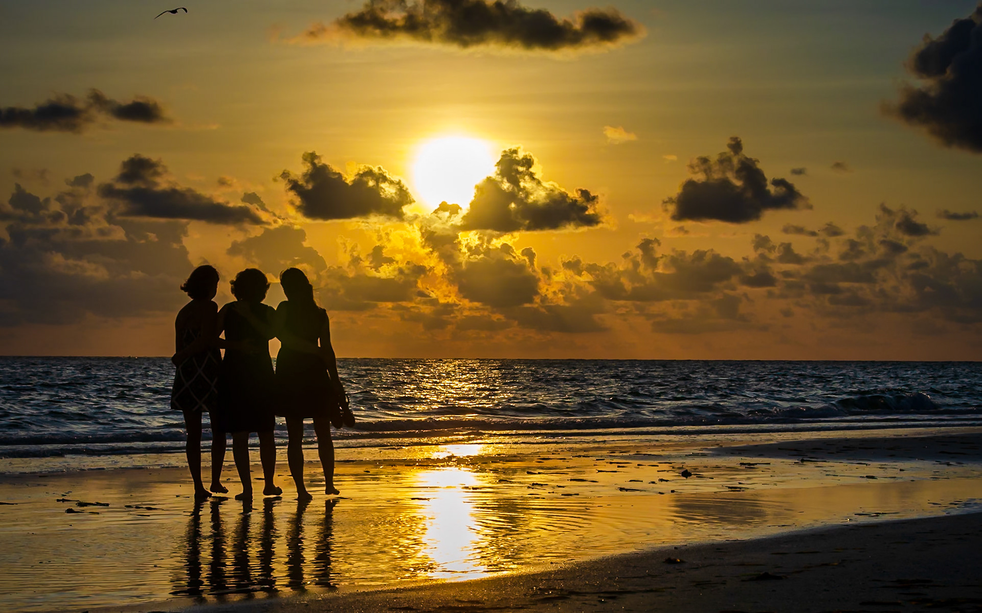 Beauty On The Beach - My beautiful wife and daughters and a beautiful sunset on Siesta Key Beach