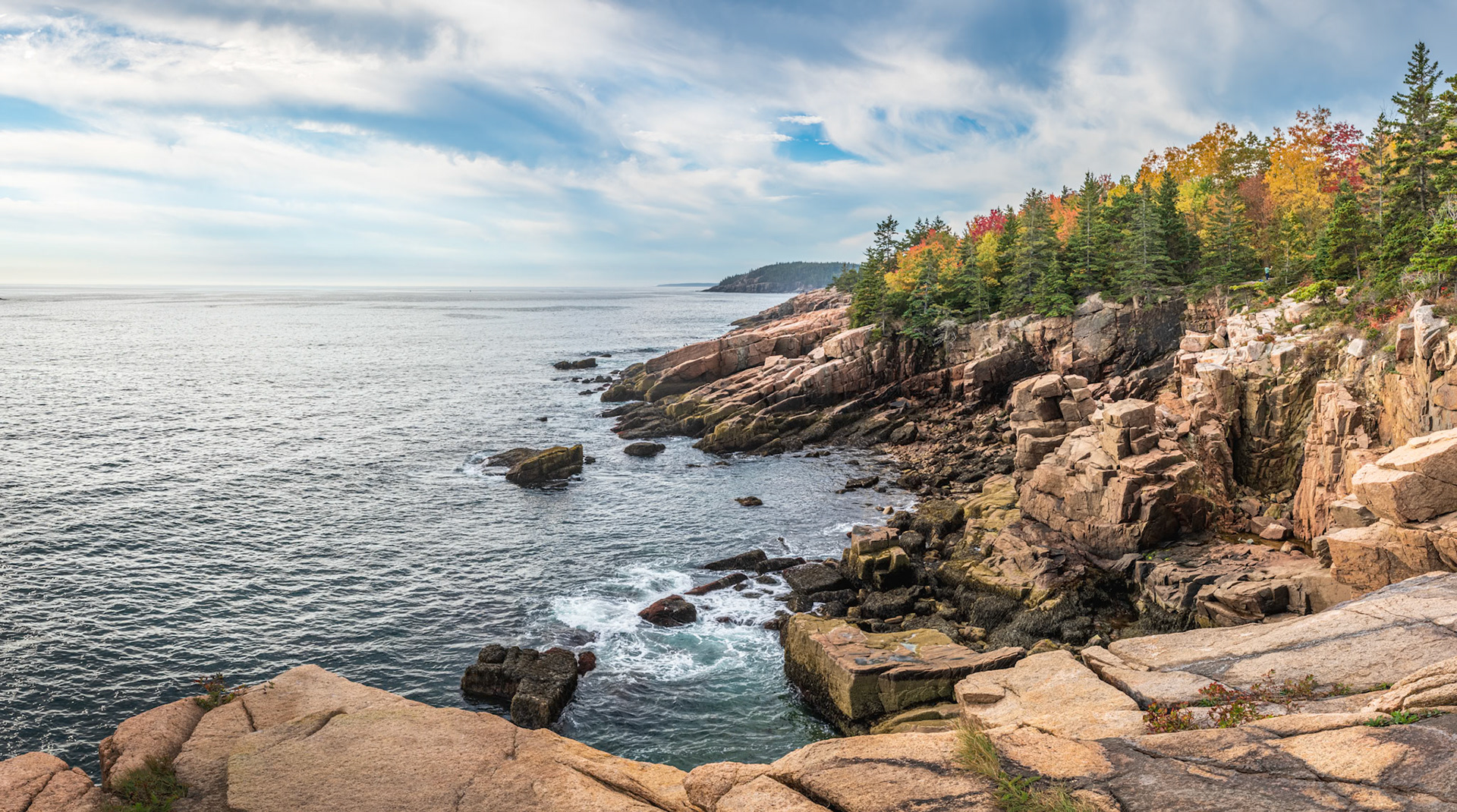 The Majestic Maine Coastline - Fall colors  grace the Atlantic shoreline in Acadia National Park