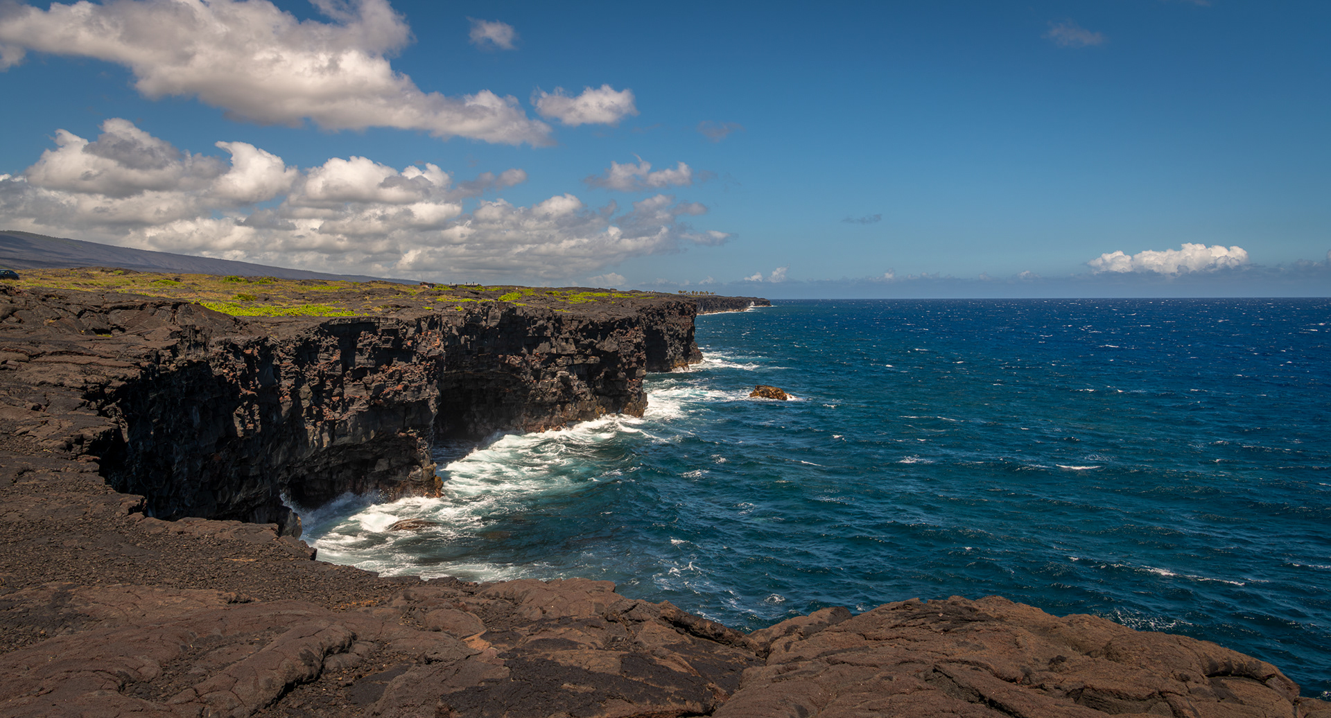 Dramatic Shoreline of Hawaii Volcanoes National Park - Where the Hawaii Big Island grows at the edge of the Pacific