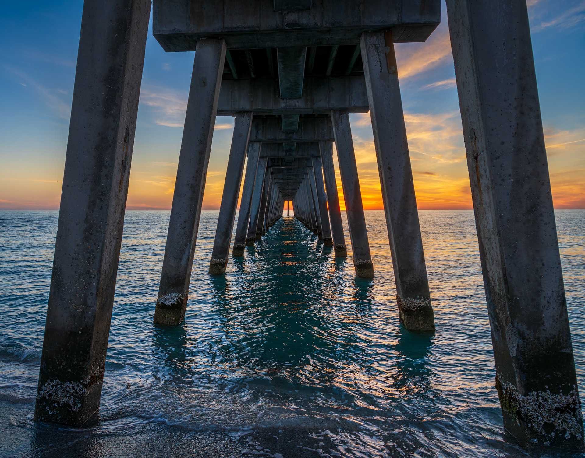 Sunset Through The Pier - Venice Fishing Pier, Florida