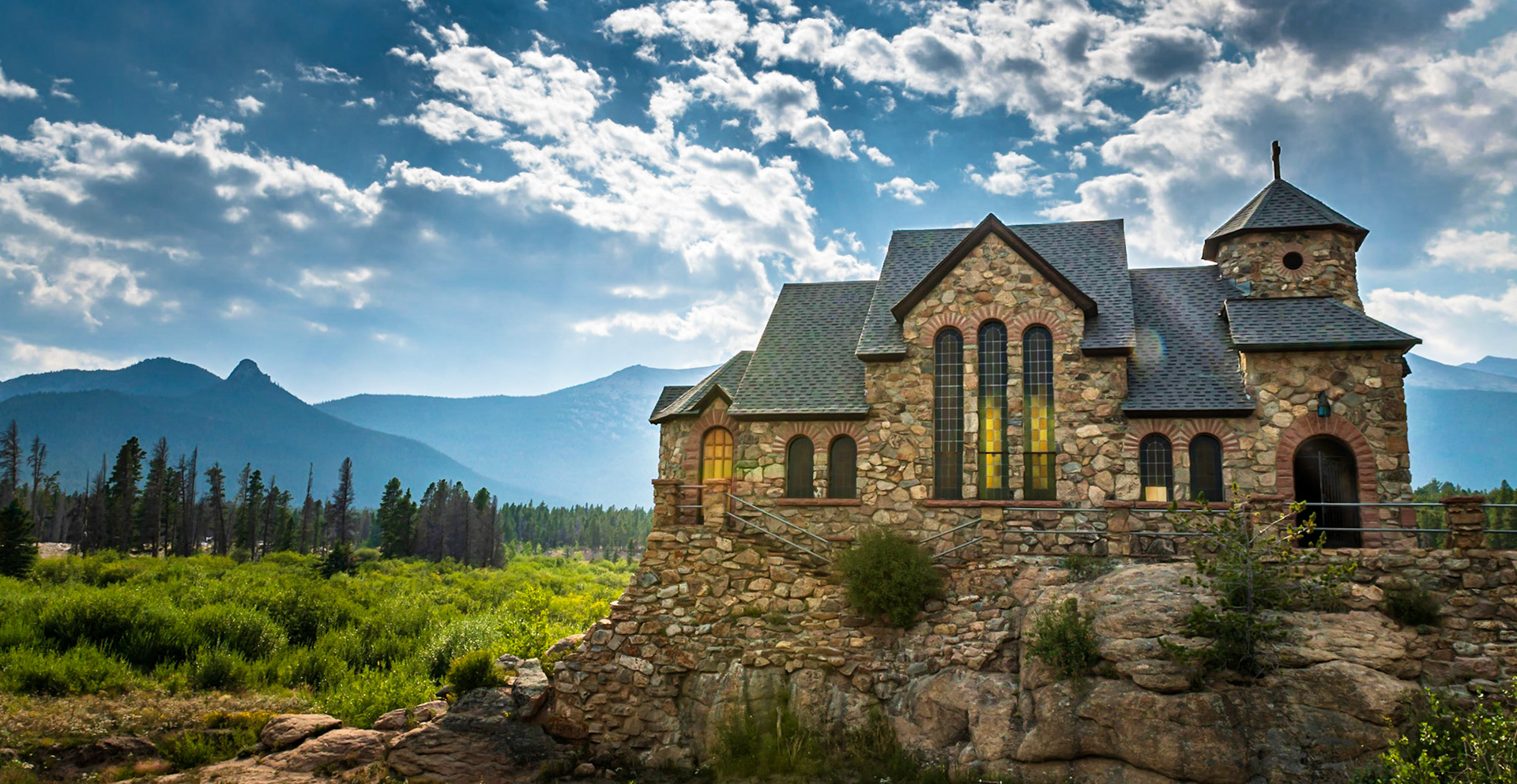 Chapel On The Rock - Completed in 1936 in the Colorado Rockies, just outside of Rocky Mountain National Park