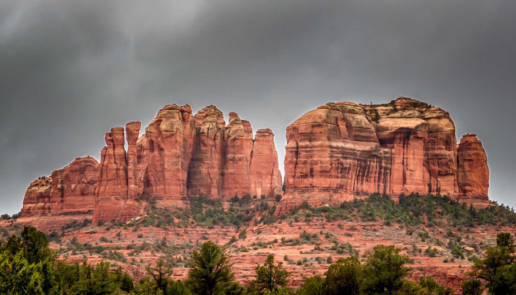 Stormy Skies Over Cathedral Rock - Majestic Red Rocks of Sedona AZ