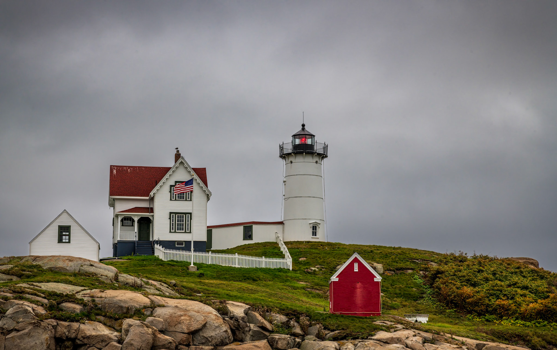 Nubble Lighthouse - This beautiful beacon, aka Cape Neddick Light Station, was constructed in 1879 and is located on Nubble Island just off Cape Neddick Point, Maine