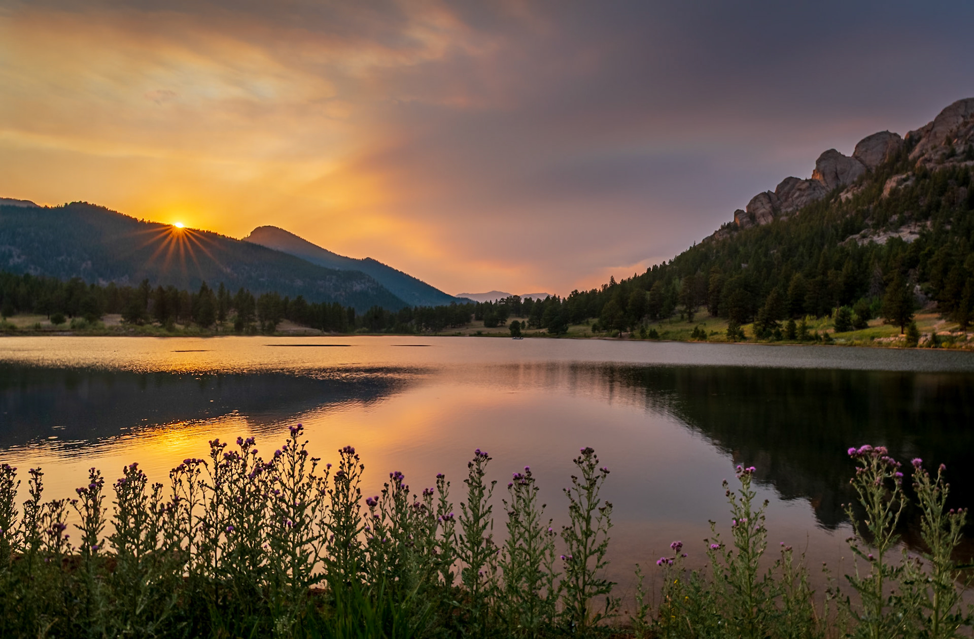 Beautiful sunset over Lily Lake