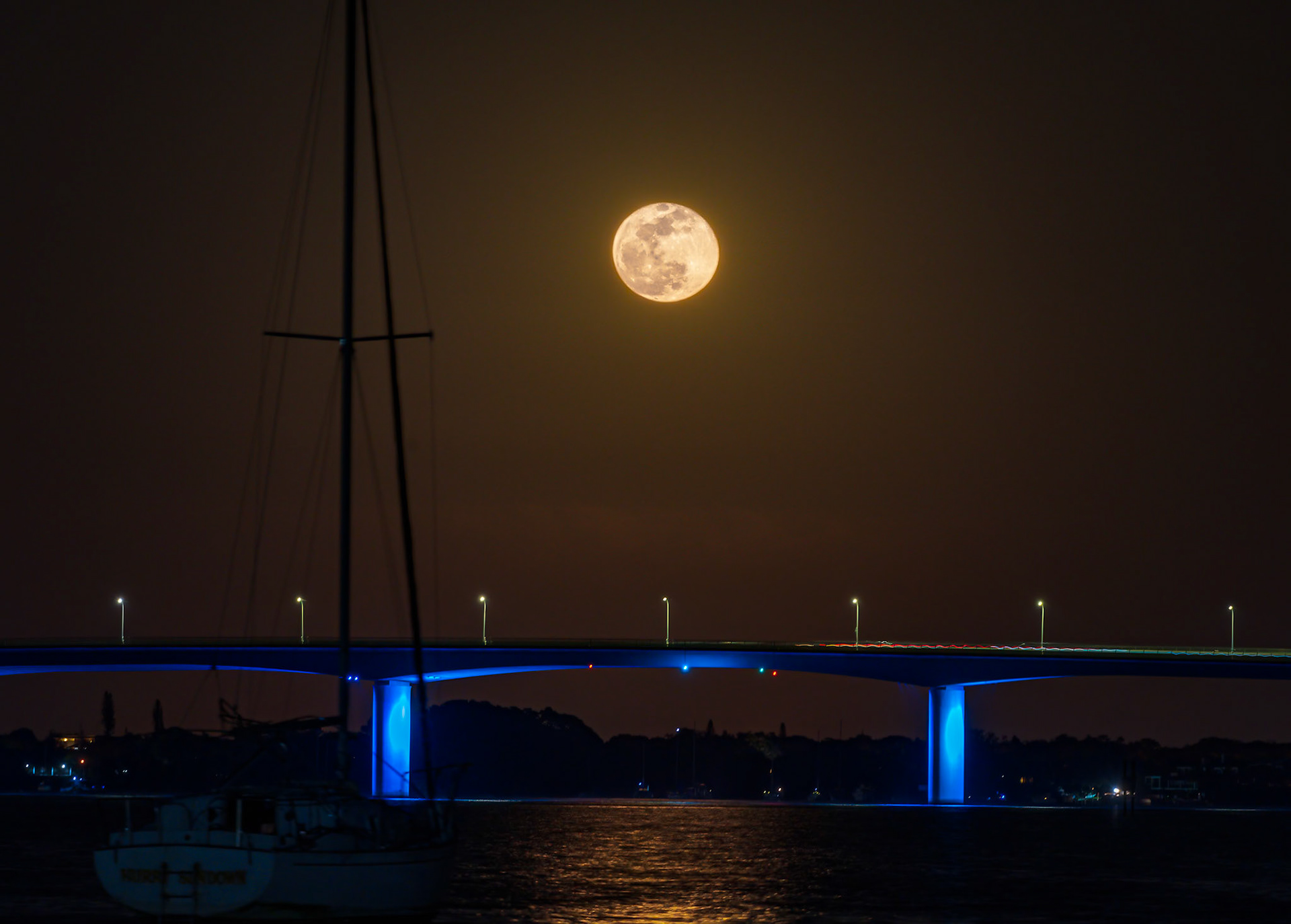 Supermoon Over Sarasota Bay &amp; the John Ringling Causeway