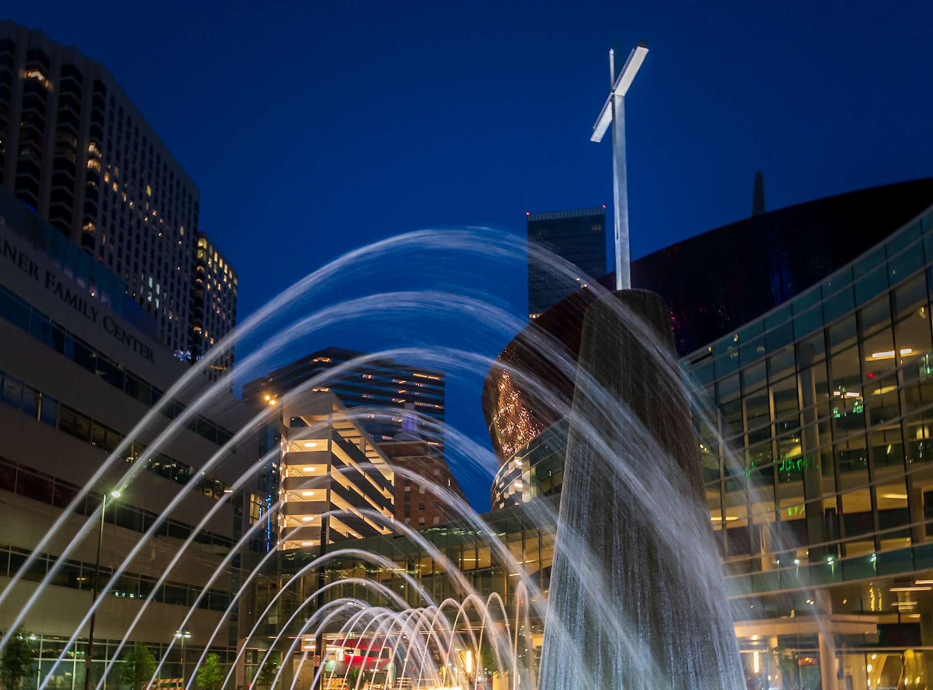 Depth Dimension Lines Motion Curves Light Shadow &amp; Color - Cityscape captured on an evening stroll thru downtown Dallas at the First Baptist Church
