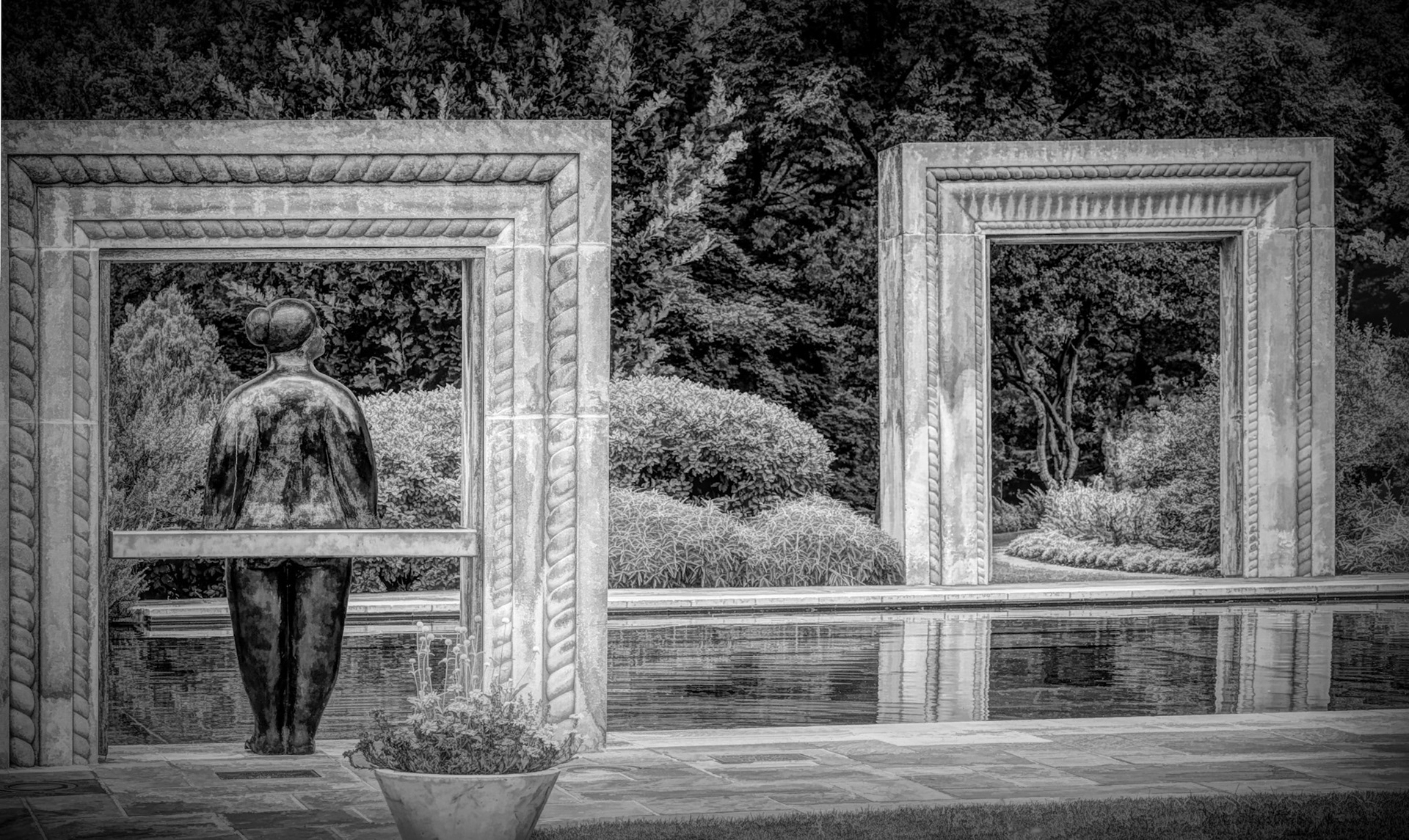 Portal Through The Garden - Enchanting sculpture and landscape architecture in A Women's Garden at the Dallas Aboretum and Botanical Garden