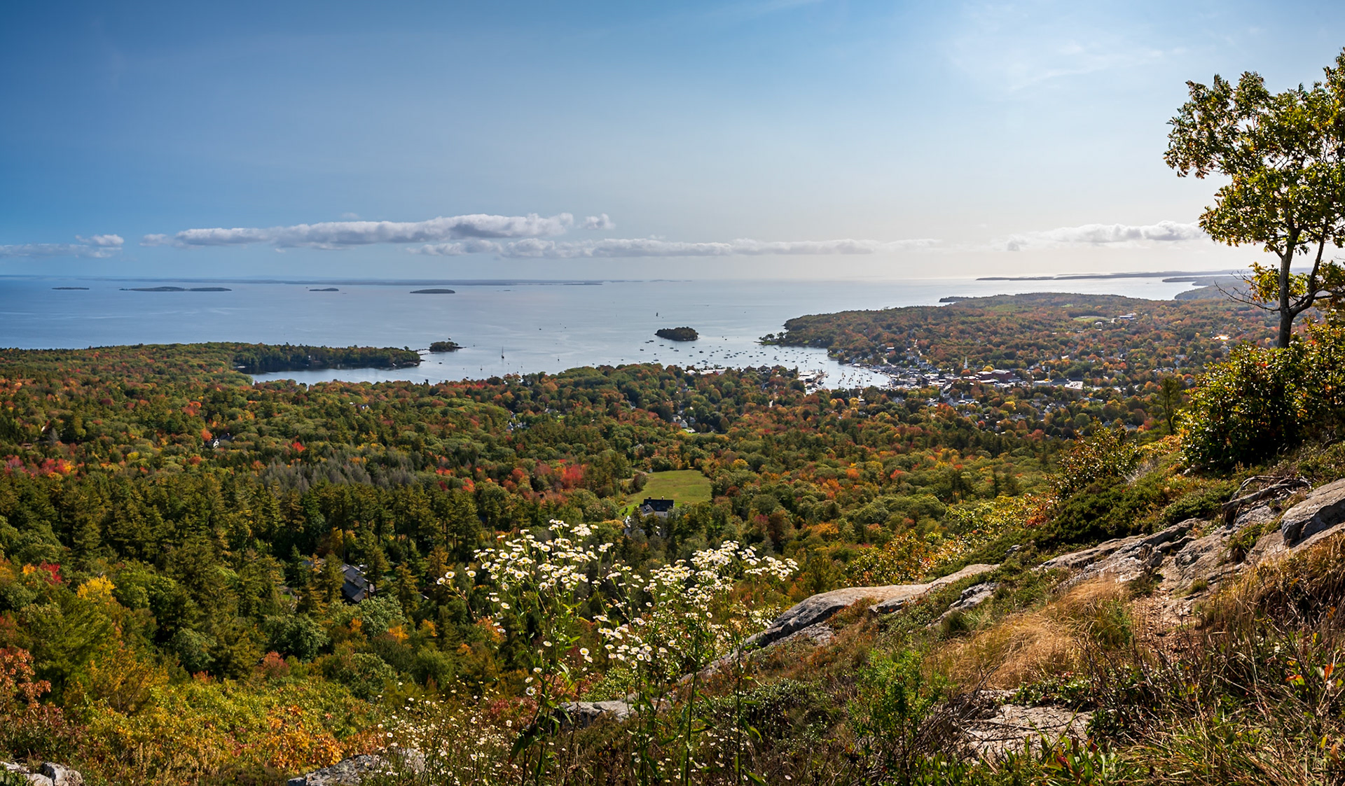 Fall on the Main Coast - View from Camden Hills State Park of Penobscot Bay, Camden and Camden Bay.
