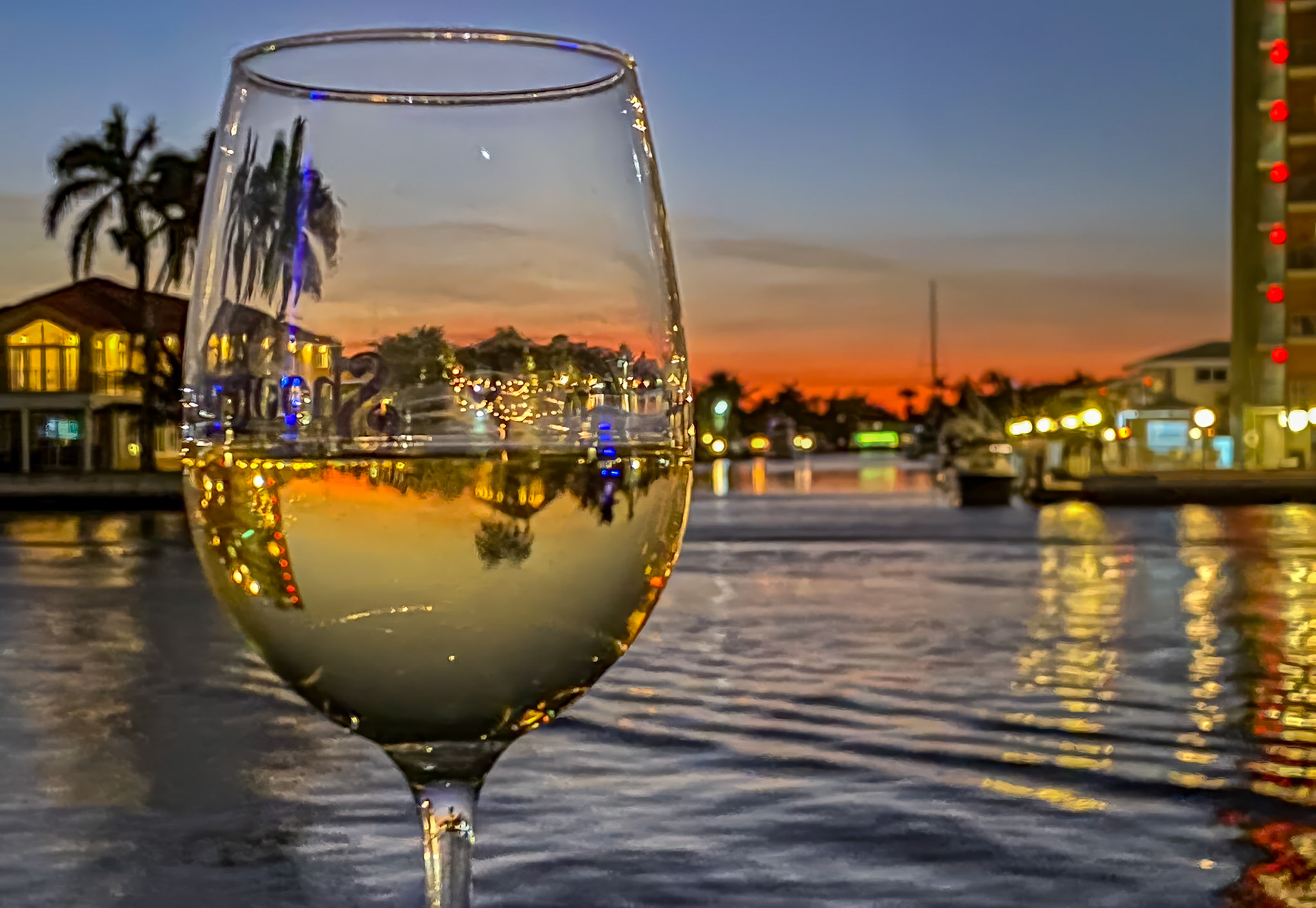 Sunsets Are Alway Better With Wine - Intracoastal Waterway at Shooters Waterfront, Ft. Lauderdale