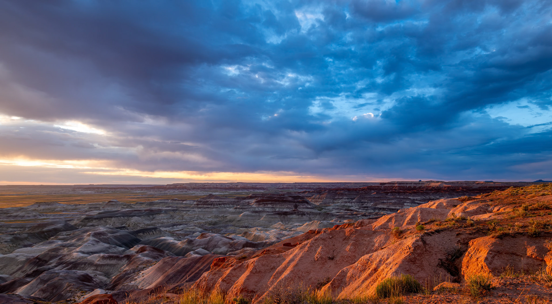 Painted - A remarkable sunset accentuates the colors of the Painted Desert. Captured at the Little Painted Desert County Park, just north of Winslow AZ
