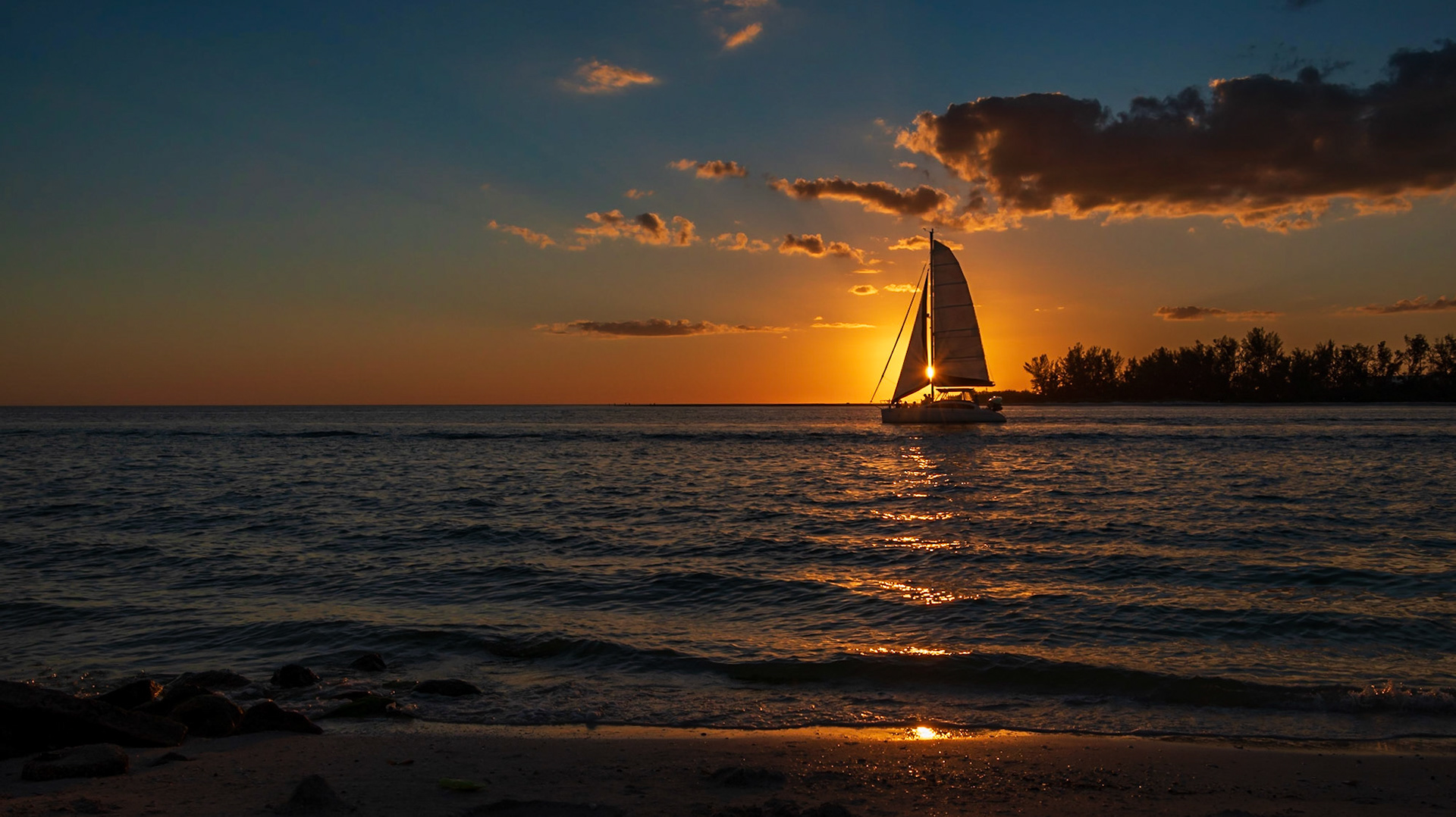 Sunset Through The Sails - Beautiful sunset over Big Sarasota Pass on Siesta Key