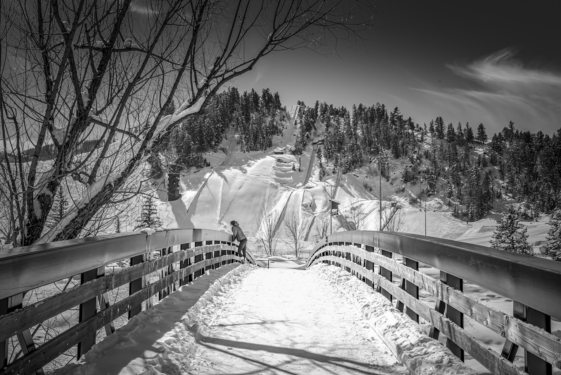 Icy Contemplation Over the Yampa - Yampa River Core Trail Bridge over the Yampa River in Steamboat Springs Colorado