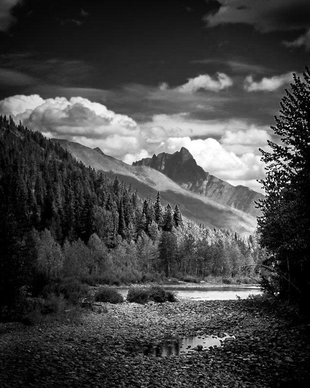 Flathead River Montana - Vista of the Flathead River looking toward Glacier National Park along Highway 2.