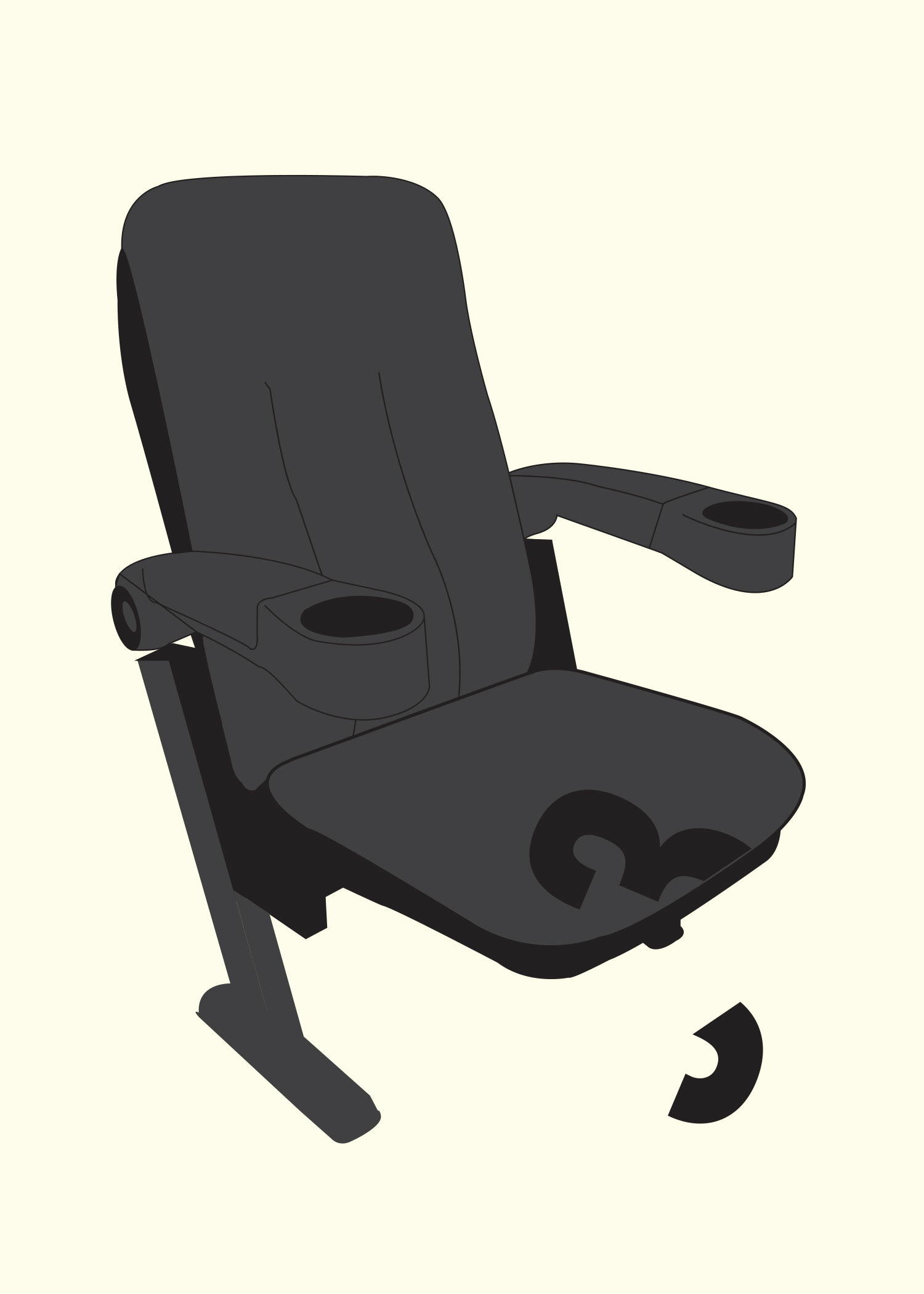 Cinema seat in the light.