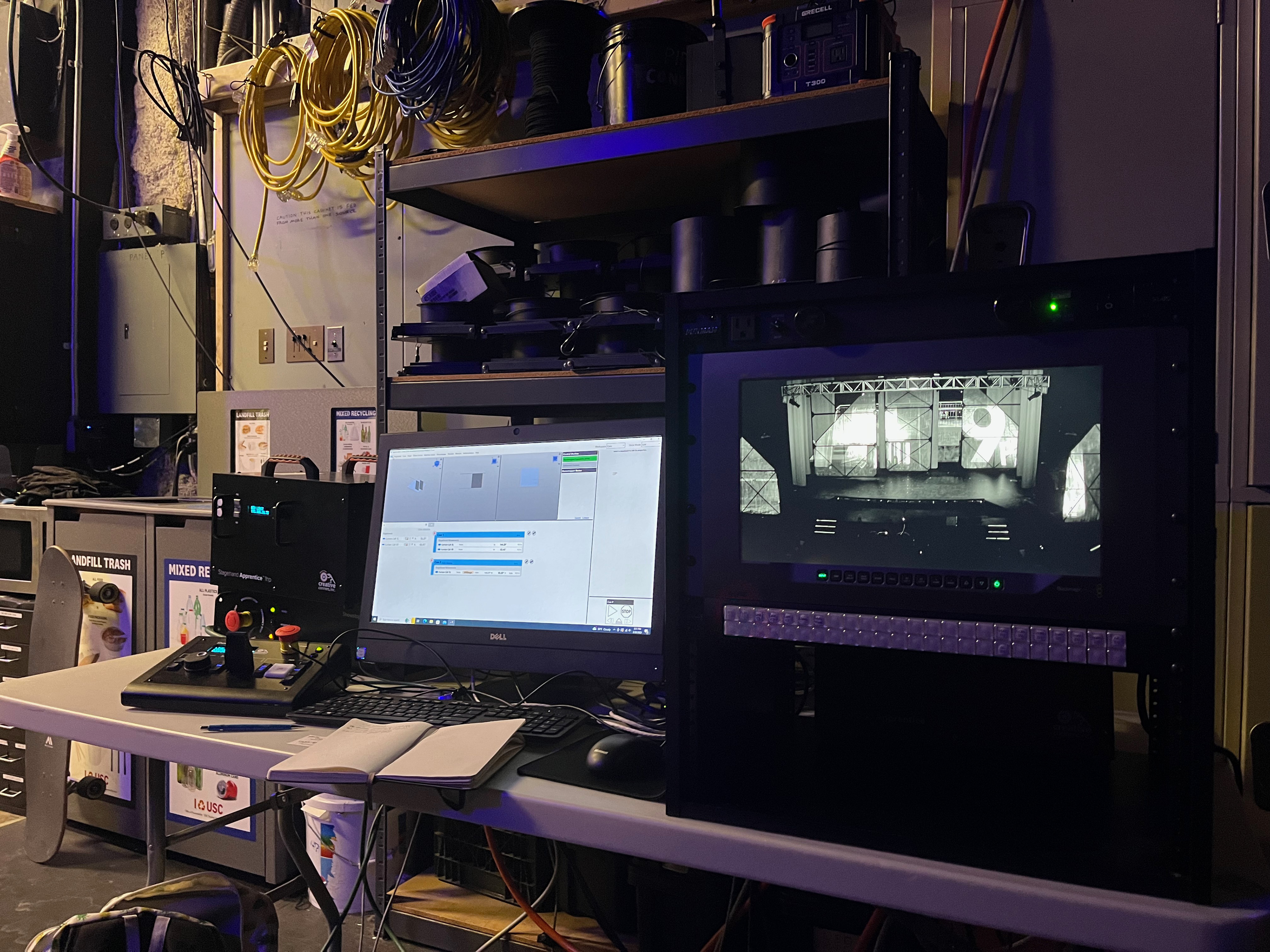 The automation table backstage, running Spikemark V 5