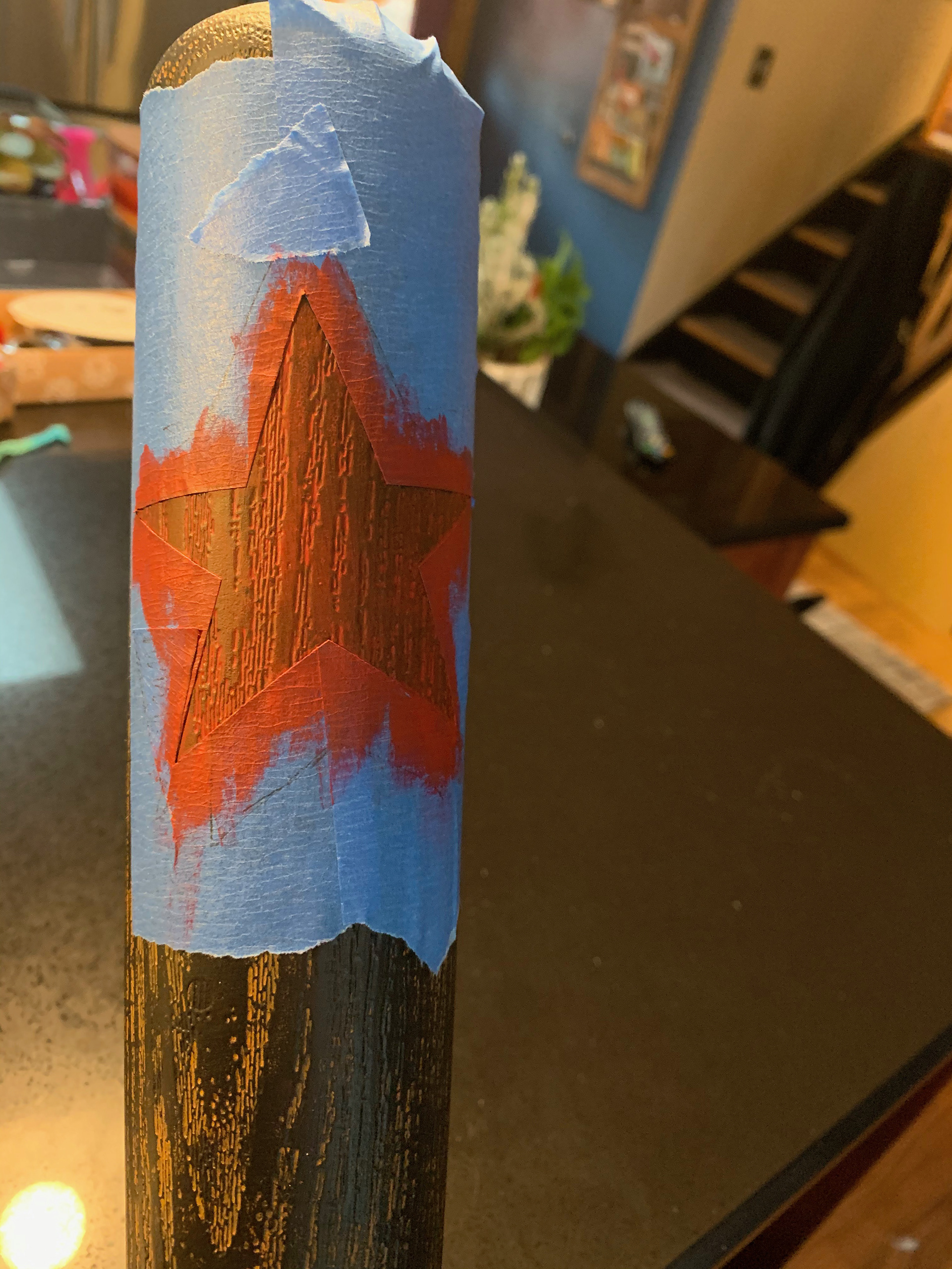 Star Stencil Drying. Fun fact, this is just regular painters tape!
