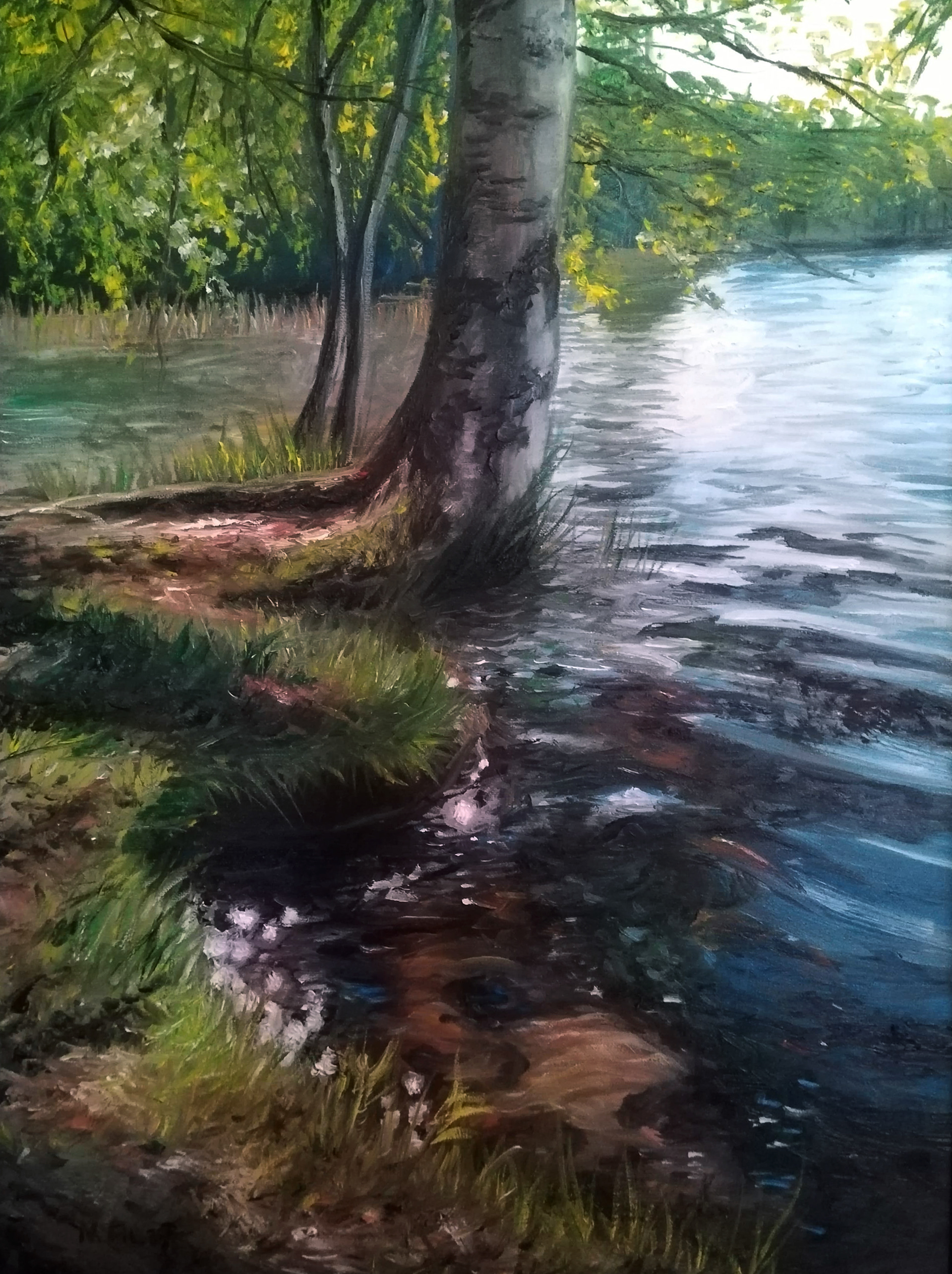 Baum am Ufer, 2020, Öl auf Leinwand, 70x50cm - Eigenbesitz