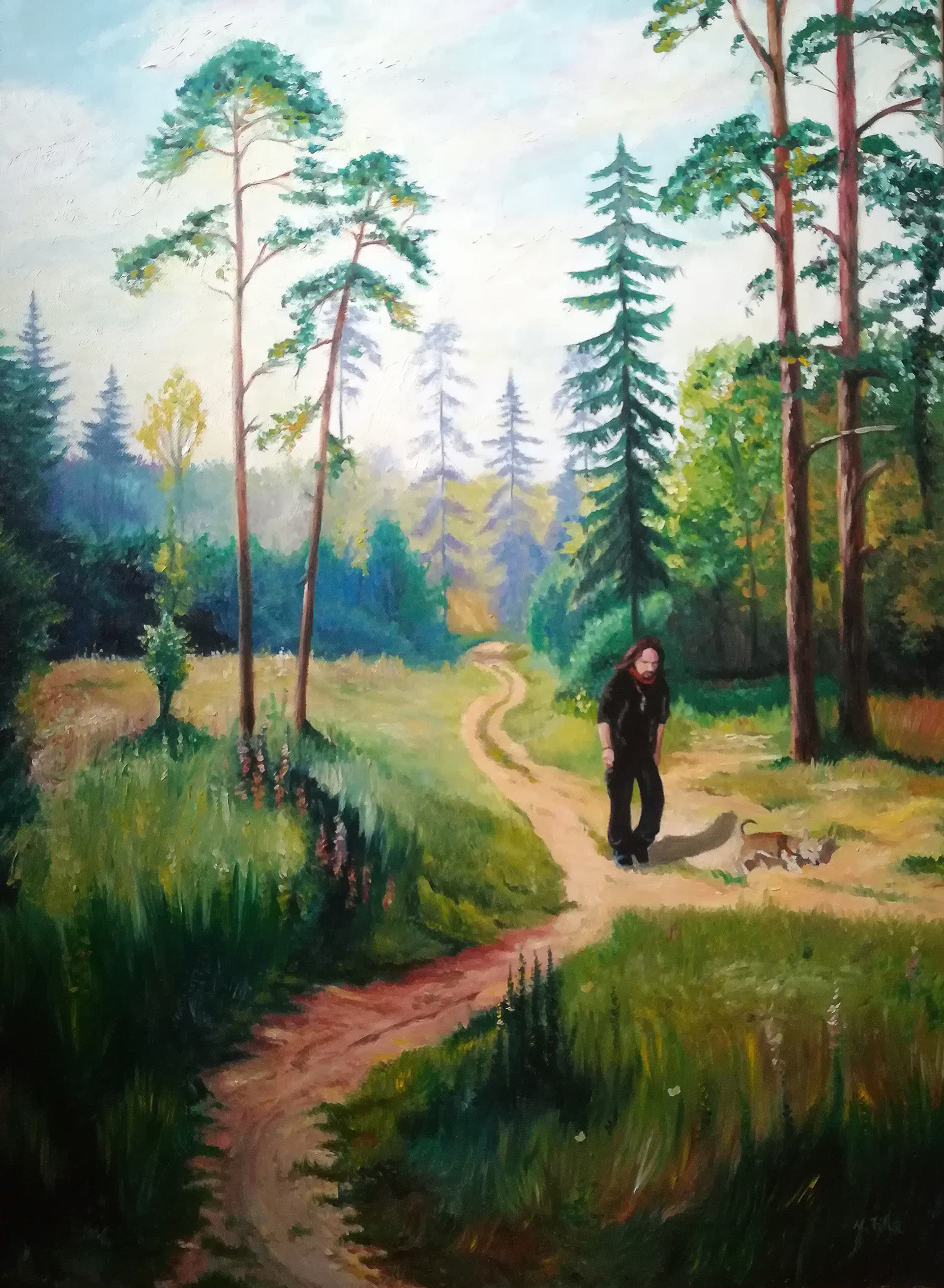 Wandern im Wald, 2017, Öl auf Leinwand, 70x50cm